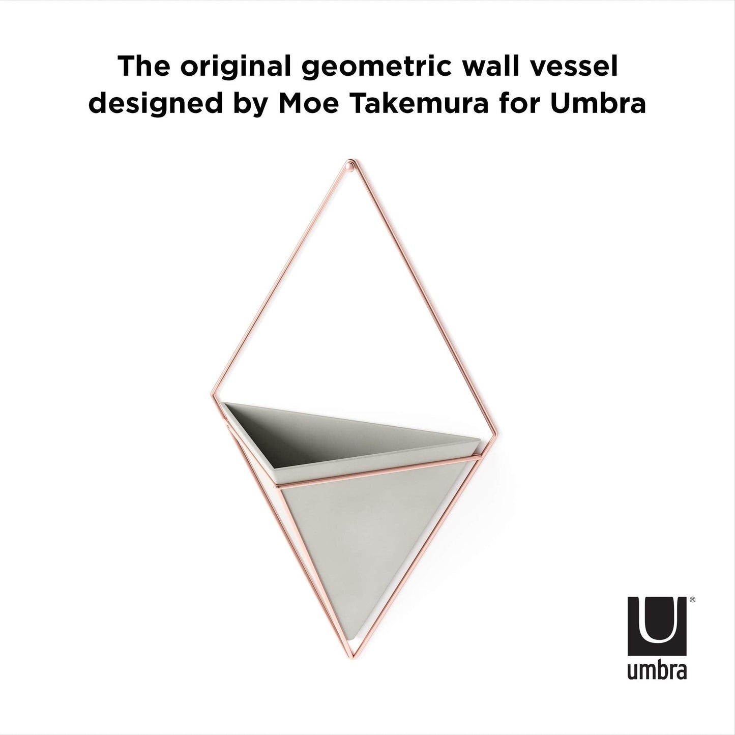 Umbra Trigg Hanging Planter Vase Wall Decor, Pot and Container for Succulents, Cactus, Faux Plants, and More, Large, Grey/Copper