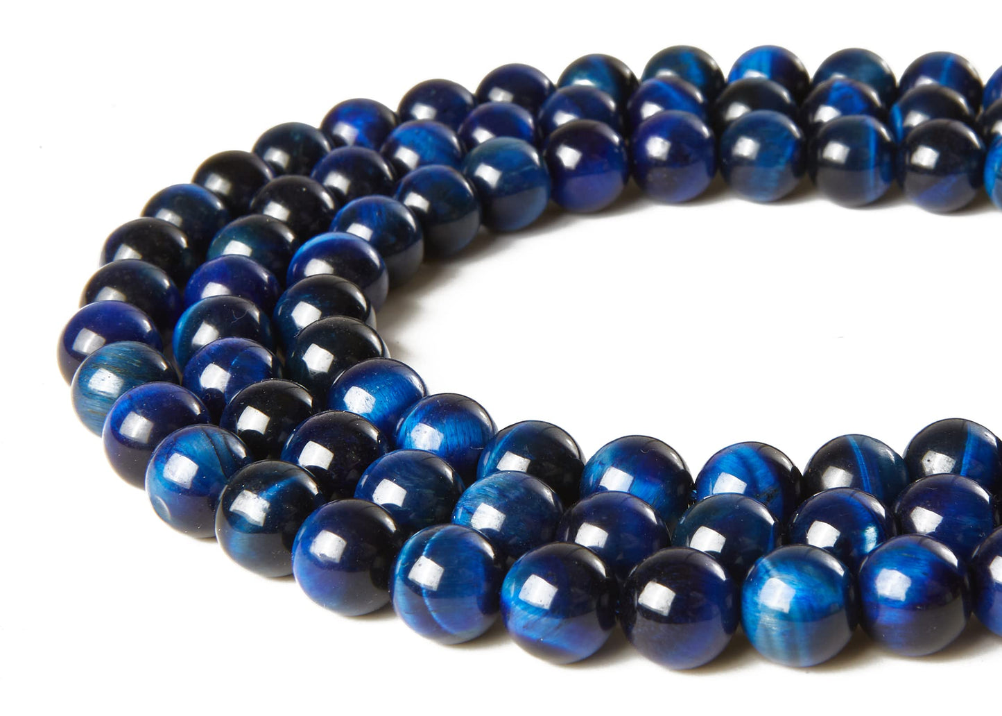 60pcs 6mm Blue Tiger Eye Beads Natural Gemstone Beads Round Loose Beads for Jewelry Making