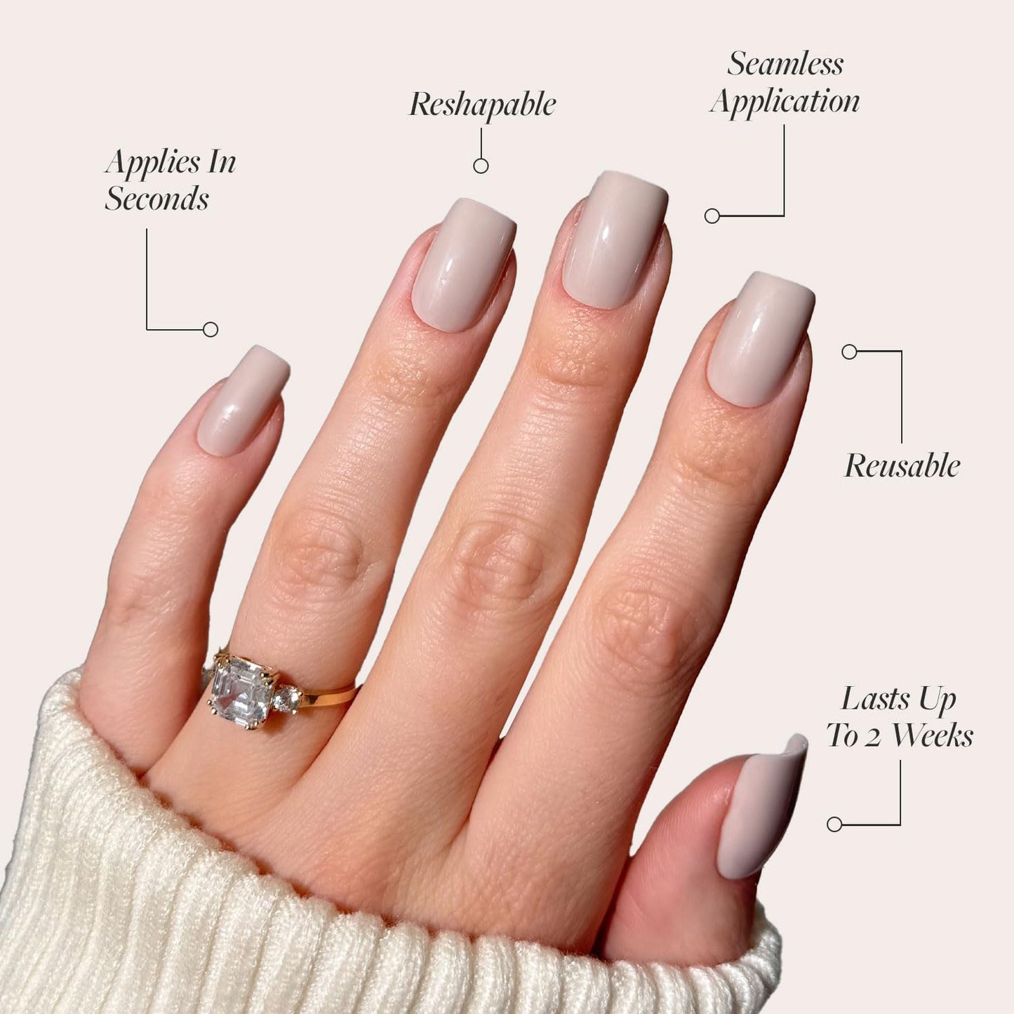 Glamnetic Press-On Nails Bundle - Bare Bliss & Caviar | Medium Square Fake Nails, Nude Opaque Neutral | Short Almond Black French Tip False Nails | Durable, Salon-Quality Nail Kits