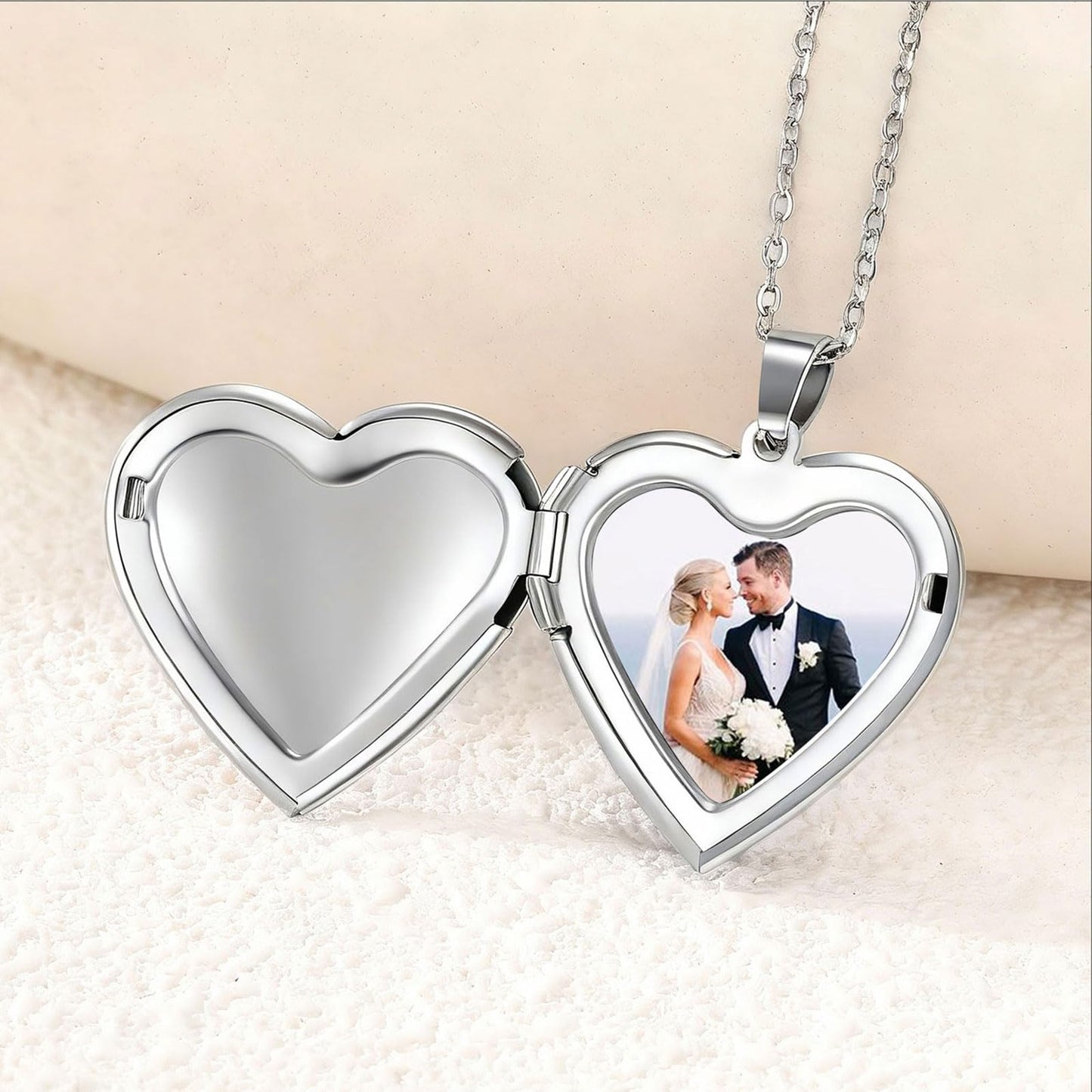 PHOCKSIN Forever In My Heart Custom Locket Necklaces Personalized Photo Heart Necklace with Picture Text & Symbols Engraved Customized Gifts for Women