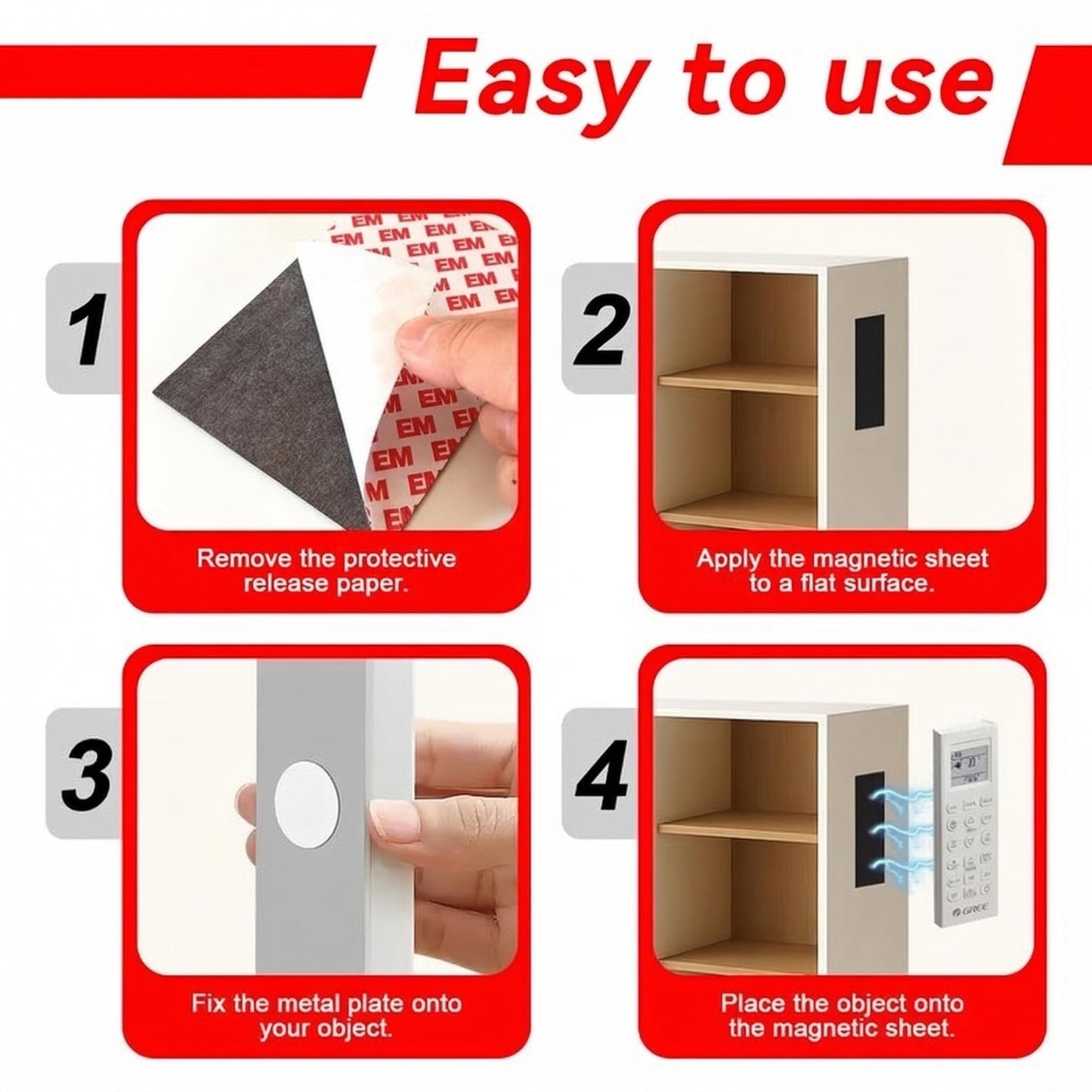 JINGZHAN Magnetic Sheets with Adhesive Backing, 80mils Thick Extra Strong Flexible Magnet Sheets with Adhesive for Storage, DIY, Crafts & Fridge, Includes 18 Metal Discs, 4x6 Inch (3-Pack)