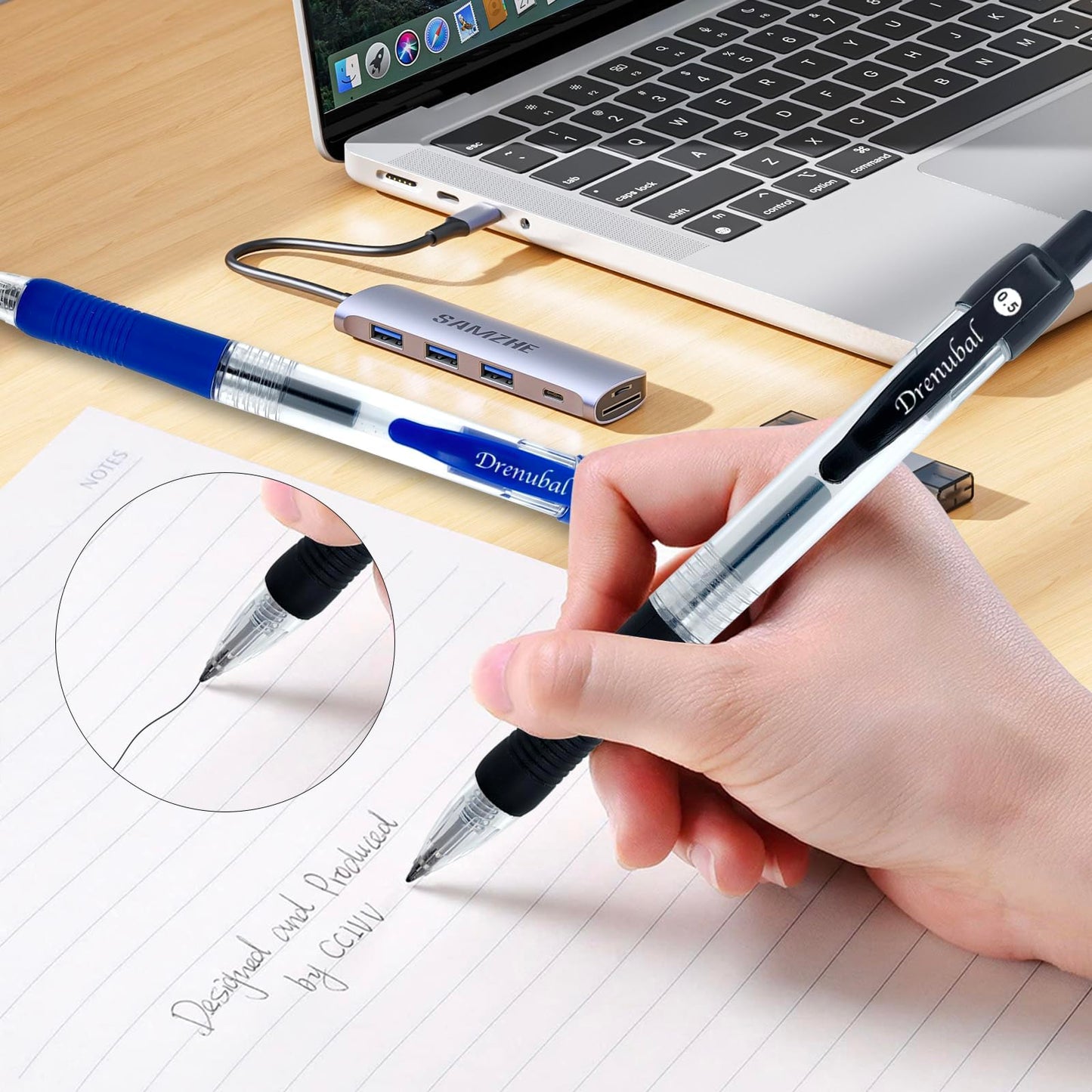 Drenubal Black Glide Retractable Ball Pens, Medium Point (0.5mm), Comfortable Rubber Grip For Writing, 48-Count Pack