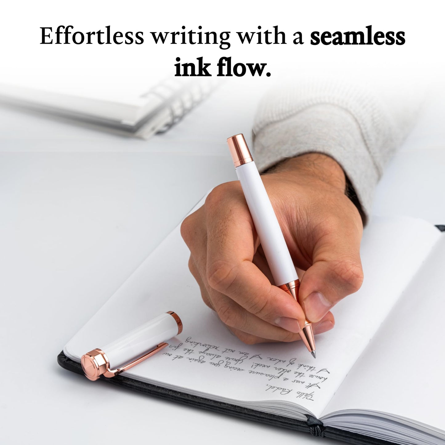 Ellington Pens Luxury Ballpoint Pen – Premium Quality, Smooth Writing Experience, Elegant Design, Includes 2 Ink Refills – Ideal for Professionals and Gift Giving (White Rose Gold)