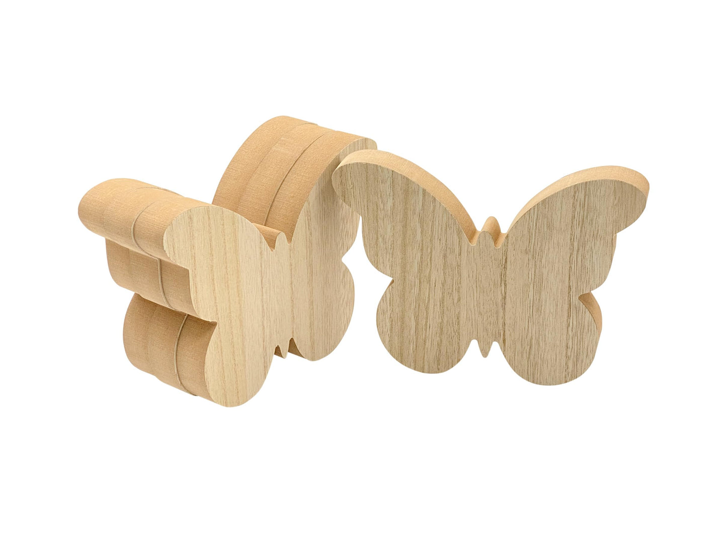 8 Inch 4 Pack Unfinished Wooden Butterfly Block Thick MDF Wood Shaped Cutouts Freestanding for Crafts (6 x 8 x 1 inch)