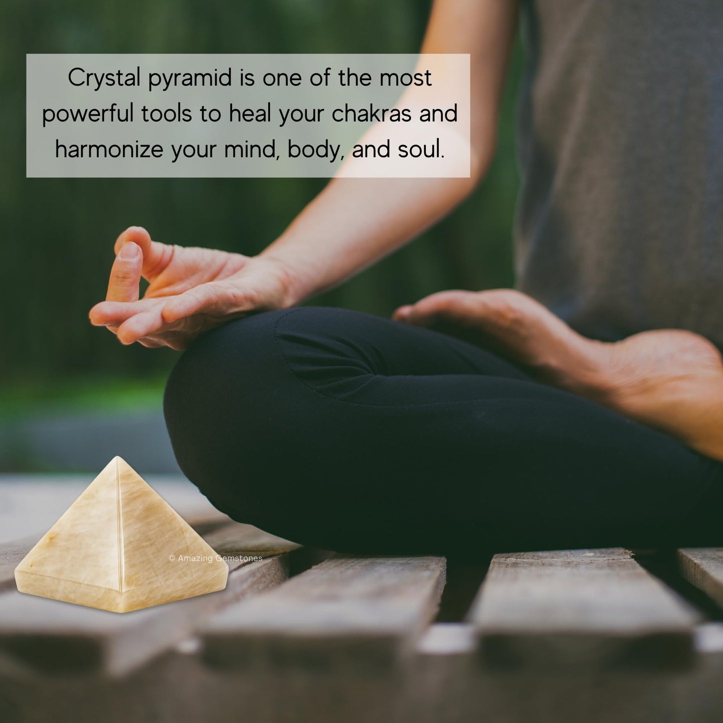 Amazing Gemstone Cream Moonstone Pyramid Crystal Healing Stones - 2" Great Pyramid Figurine of Natural Stone Pyramid for Meditation, Reiki, Chakra Balancing and Crystal Pyramids Grid