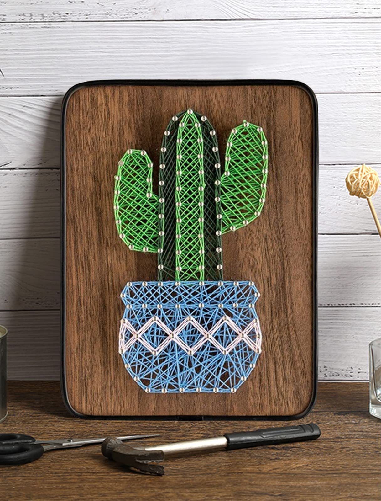 BAZIMA DIY String Art Kit for Beginner,Cactus String Art,DIY Cactus Potted Craft Kit,Unique Gift,Craft Kit for Holidays