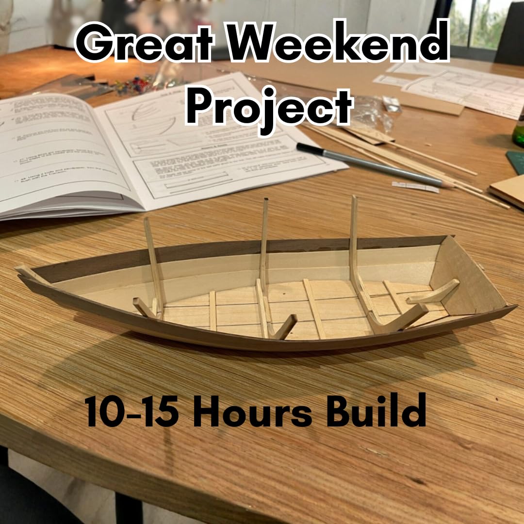 Complete Wooden Model Boat Building Kit - Made in USA - Includes Tools, Glue & Paint - Beginner DIY Dinghy Kit - 1:12 Scale
