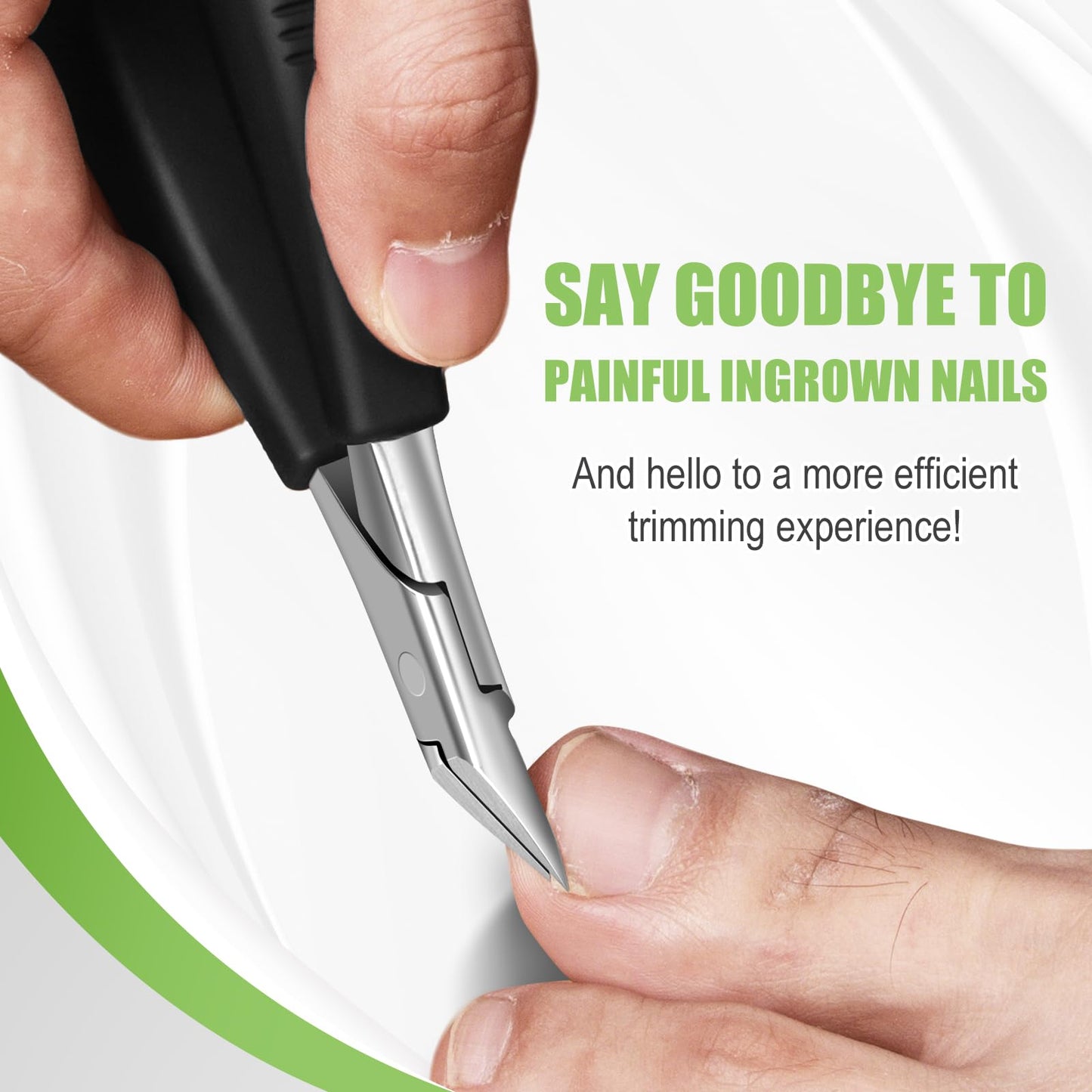 Ingrown Toenail Clippers for Thick Toe Nails, Straight Nail Clippers for Men, Heavy Duty Toe Nail Clippers with Soft Handle, Ultra Sharp Stainless Steel Fingernail Clippers with PU Leather Pouch