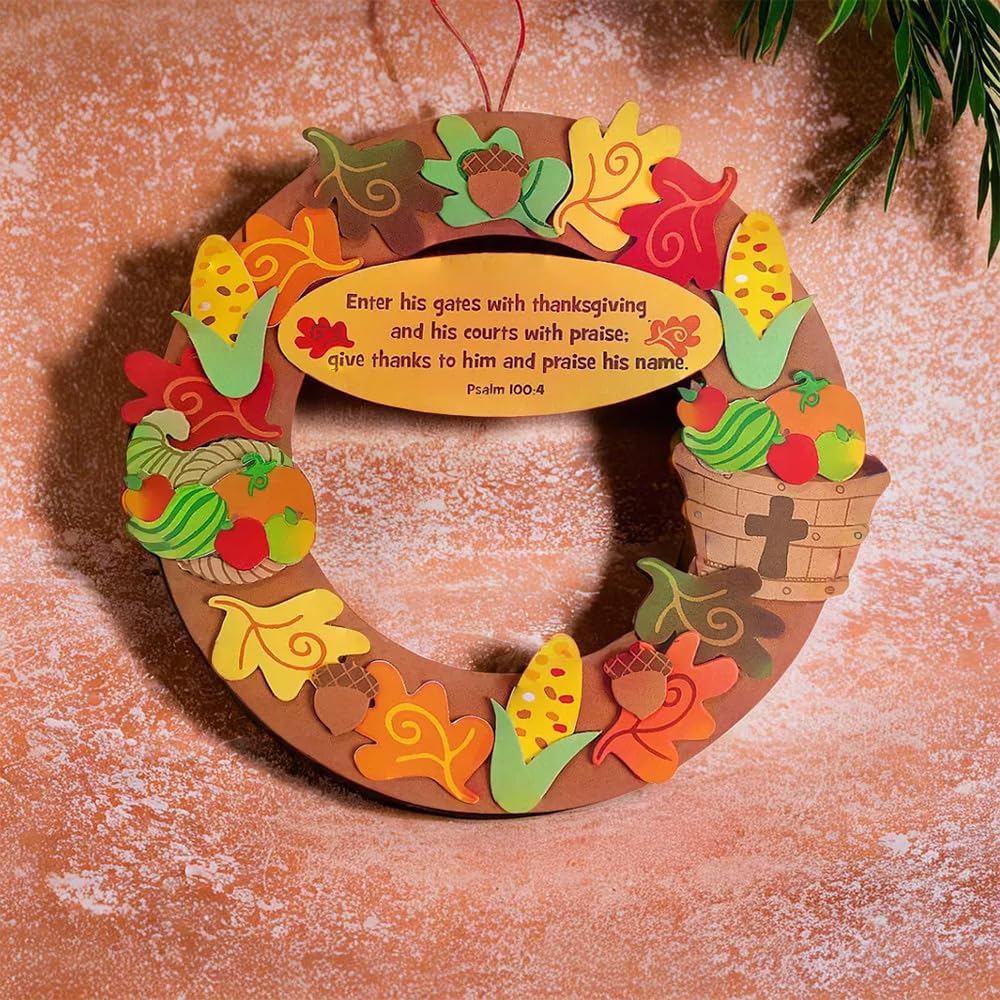 Inspirational Thanksgiving Wreath Craft Kit - Makes 12 - Crafts for Kids and Fun Home Activities