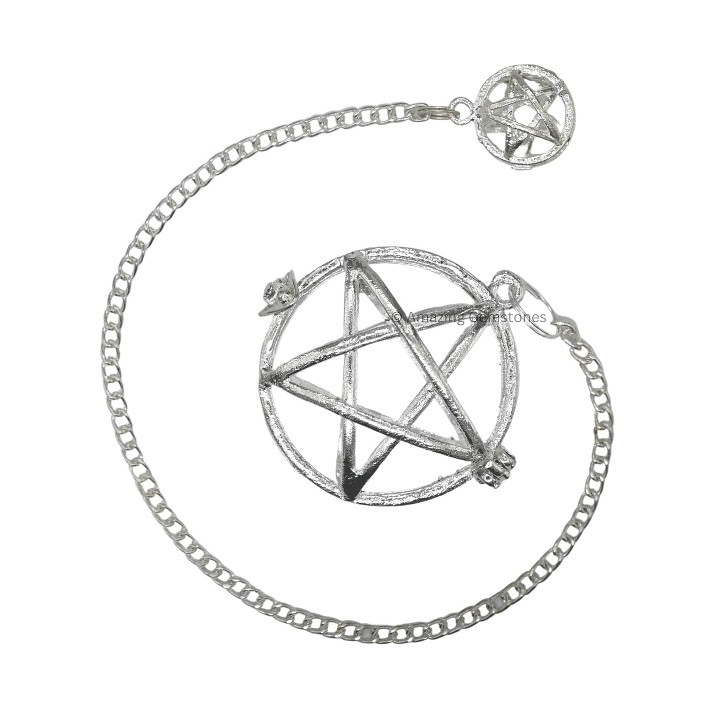 Healing Metal Pendulums for Divination, Silver Circular Star Cage Openable Steel Copper Pendulum High Energy Pendulo de Bronce Pendulos de Mesa MP76