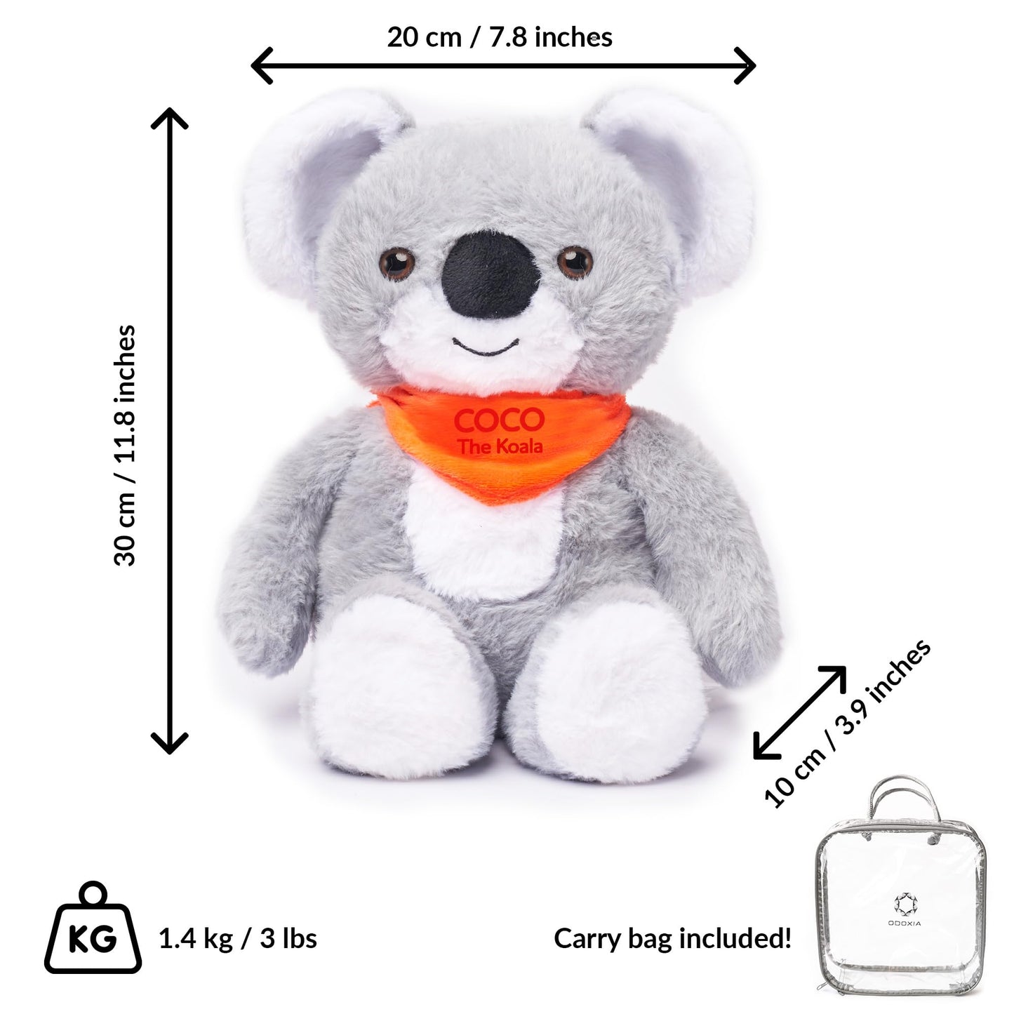 ODOXIA Weighted Animals | 3.1lb Koala | Stuffed Weighted Plush for Kids, Adults | Weighted Stuffed Animals | Weighted Plushies | Weighted Plushie