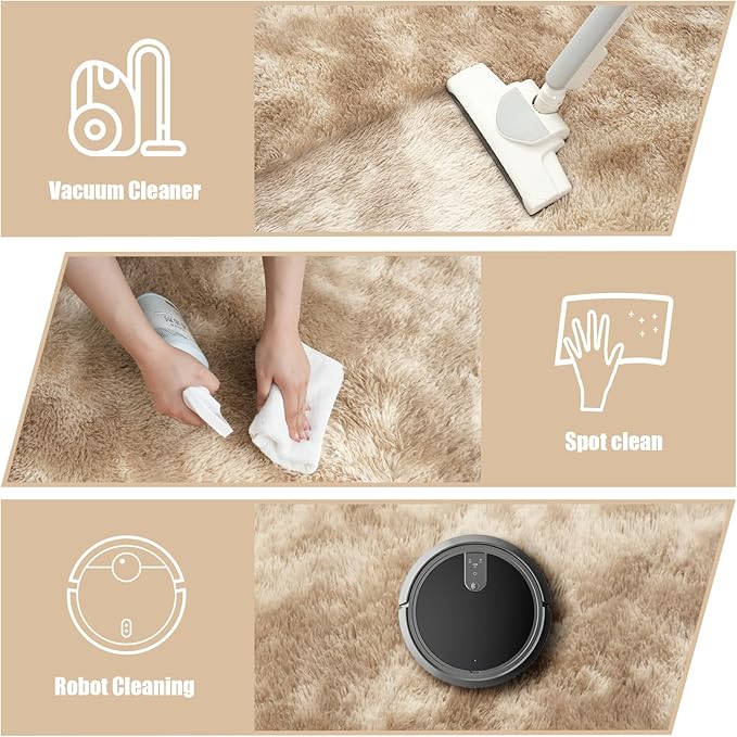 Fluffy Round Rug,Soft Area Rugs for Girls Room,Shaggy Rugs 6'X6' for Living Room,Non Slip Circle Rug for Kids Bedroom,Shag Plush Nursery Carpets,Fuzzy Rug for Dorm,Room Decor Carpet,Tie-Dyed Beige
