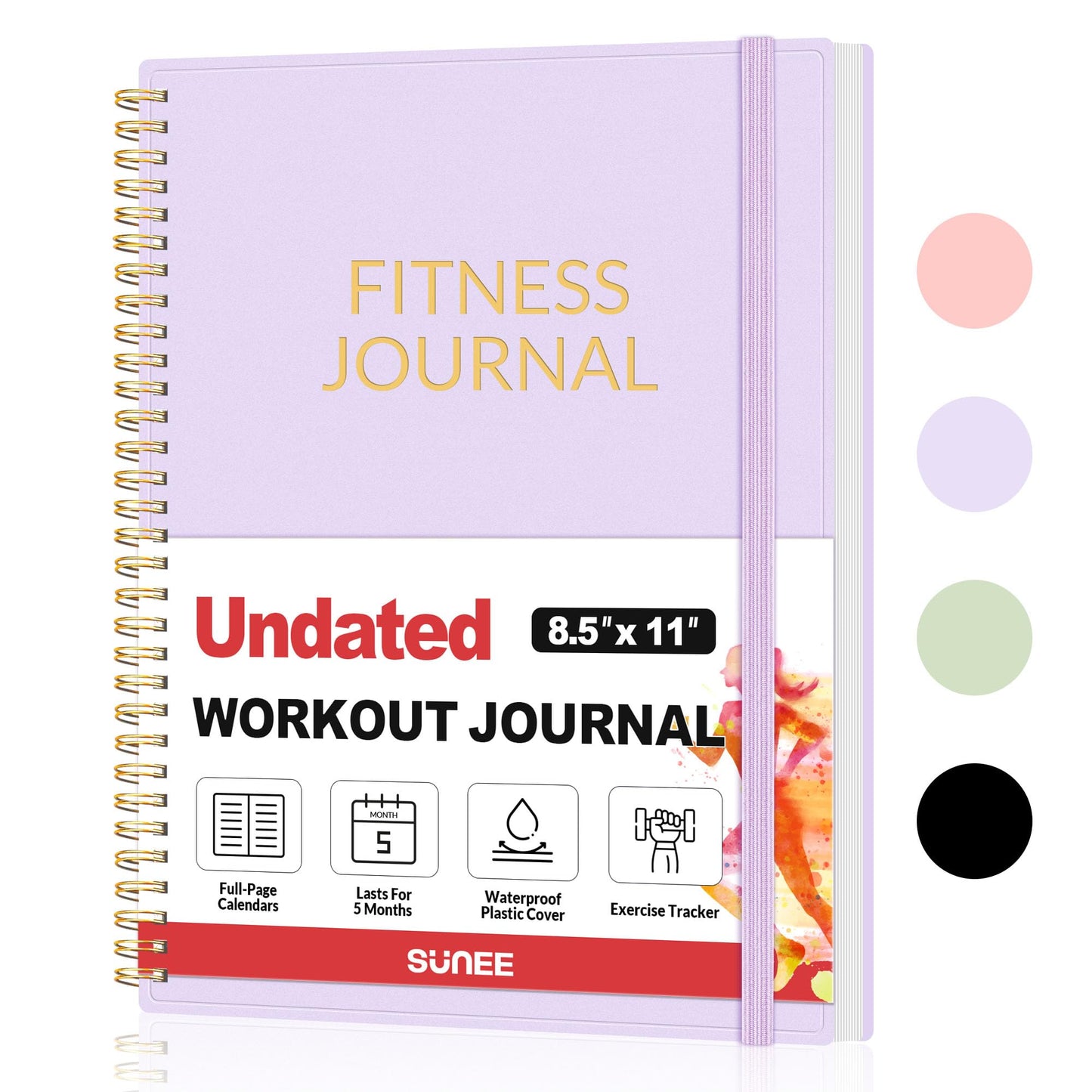 Fitness Journal Workout Planner for Women & Men, A4 (8.5" x 11") Workout Journal Log Book Planner Gift for Track Gym Essentials, Home Workouts, Track Progress, Achieve Wellness Goals, Purple