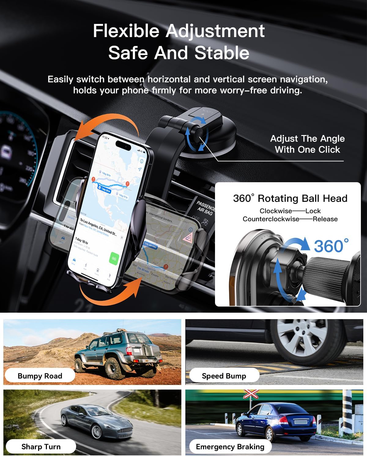 Wireless Car Charger, ESSAGER 15W Fast Charging Car Phone Holder Mount Auto Clamping Cell Phone Stand for iPhone 15 14 13 12 11 Pro Max, Samsung Galaxy S23 S22 S21
