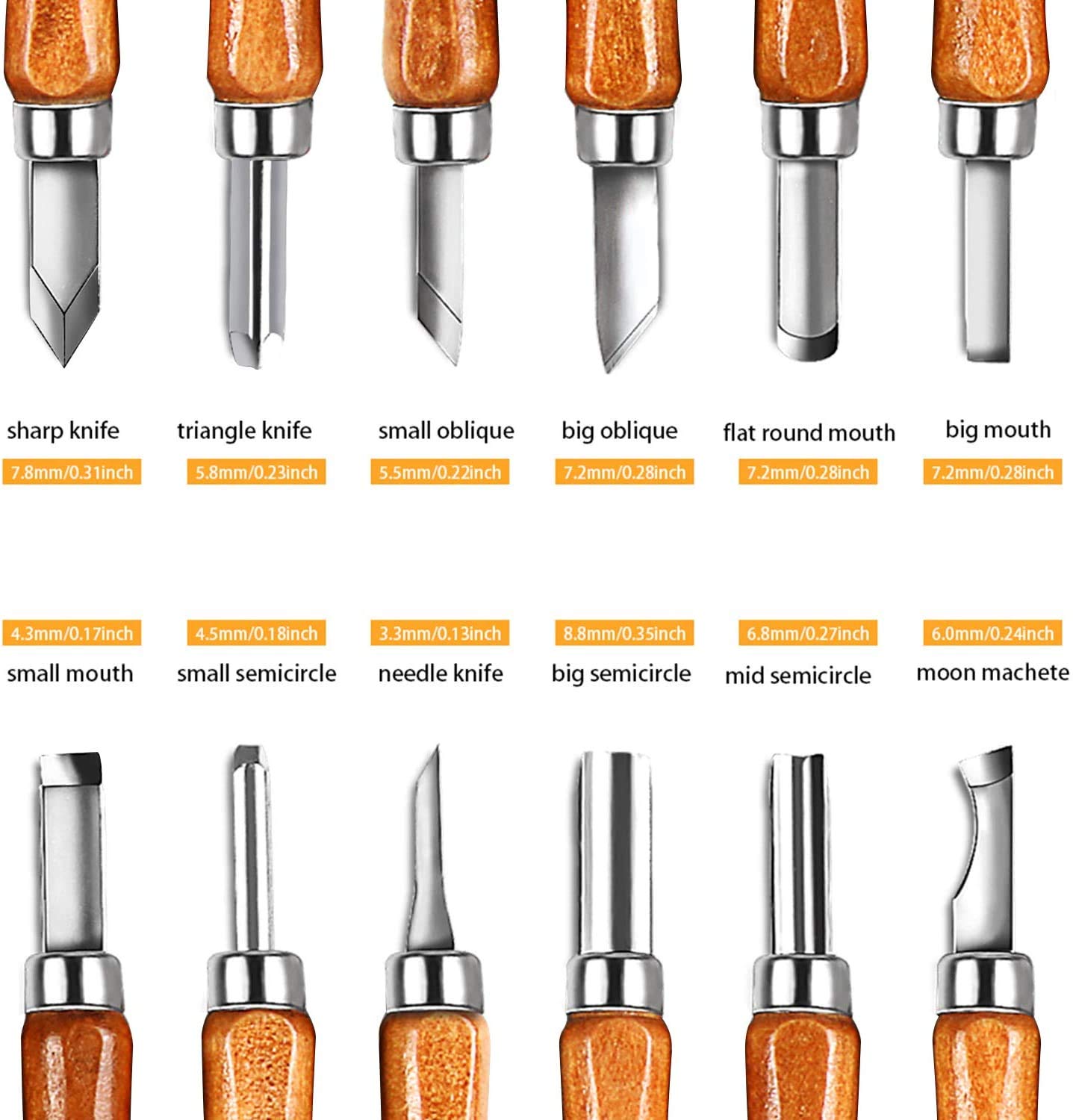 AUGSUN Wood Carving Knife Set, 20 PCS Wood Carving Kit Carbon Steel Wood Hand Carving Tool for DIY Sculpture Carpenter Experts Beginners