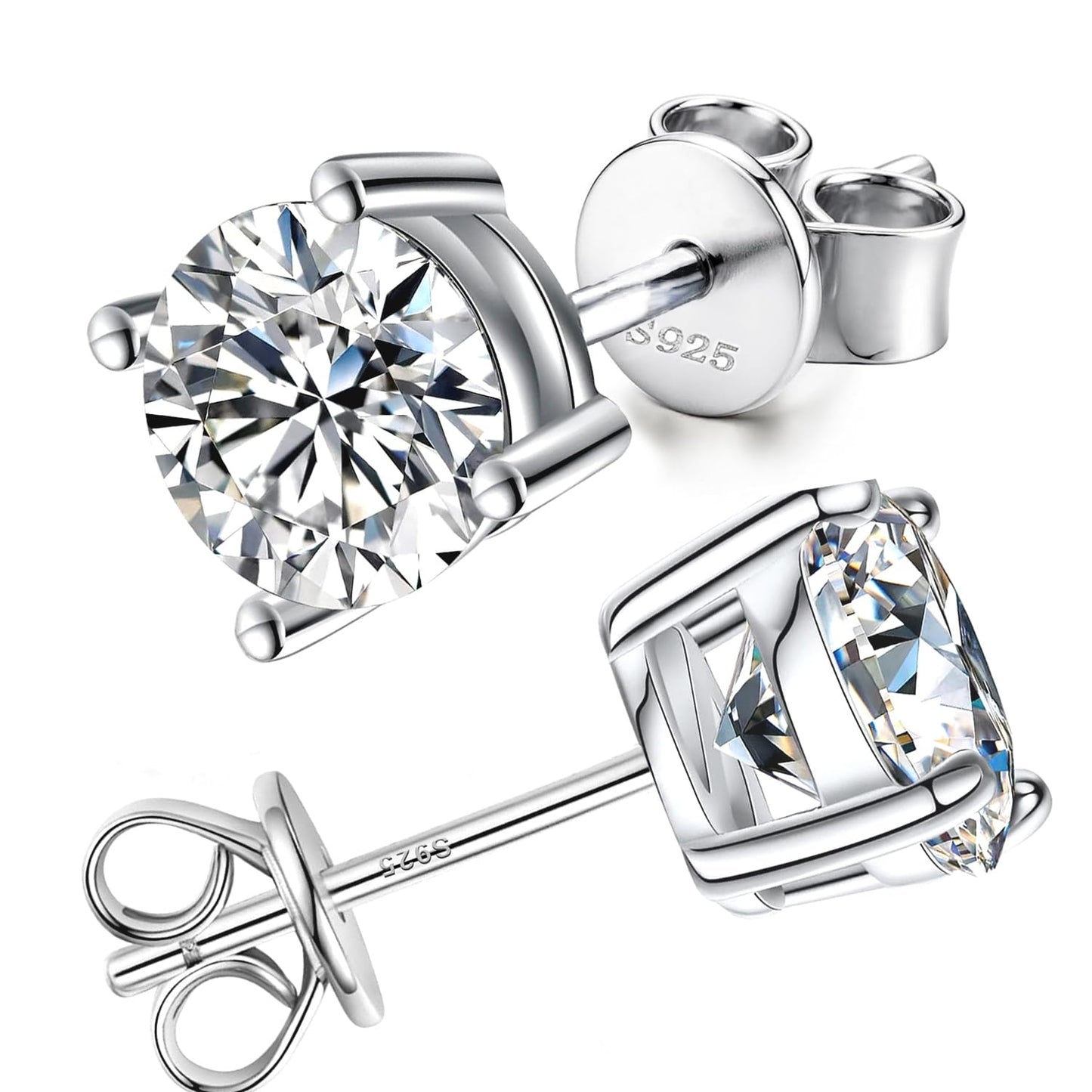 Moissanite Stud Earrings for Women Men Total 1ct Laboratory Diamond S925 Silver Earrings Wedding Jewelry (5MM 0.5ct X2)