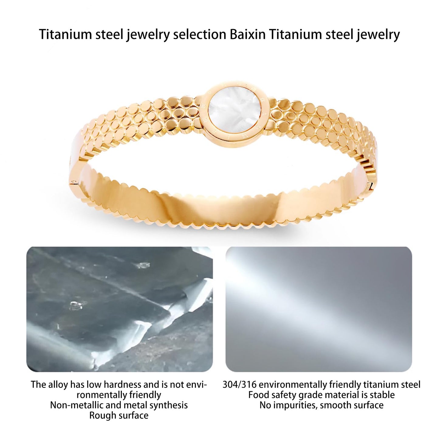 Vbvbip 18K Gold Plated 316L Stainless Steel Bracelets Bangle Collection - 12 Unique Designs + Matching Diamond-Accent Titanium Steel Chain, Gift for Women