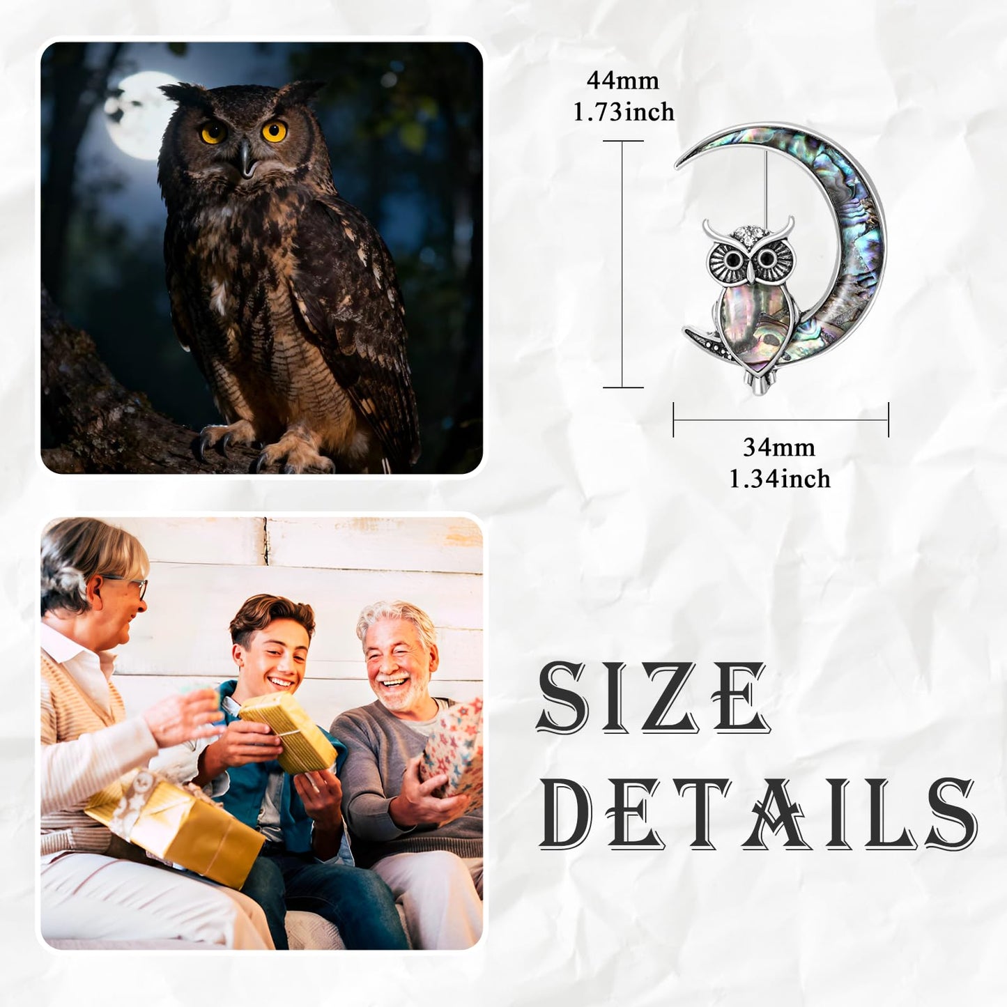 Owl Brooch for Women Abalone Shell Owl Pin Animal Brooch