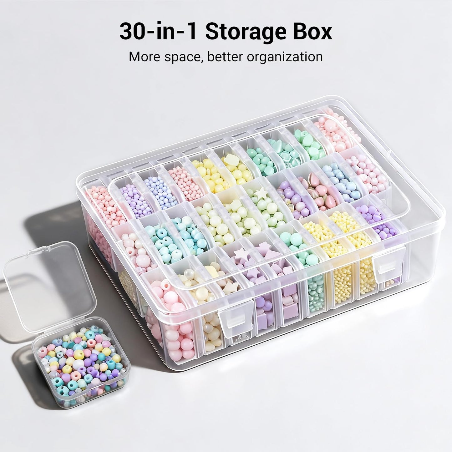 Bead Organizer Box, 30 Pcs Small Beads Storage with 84 Label Stickers, Clear Plastic Small Containers for Jewelry Making, Diamond Painting, DIY Art Crafts, Bracelet Making, Nail Rhinestones, Seeds