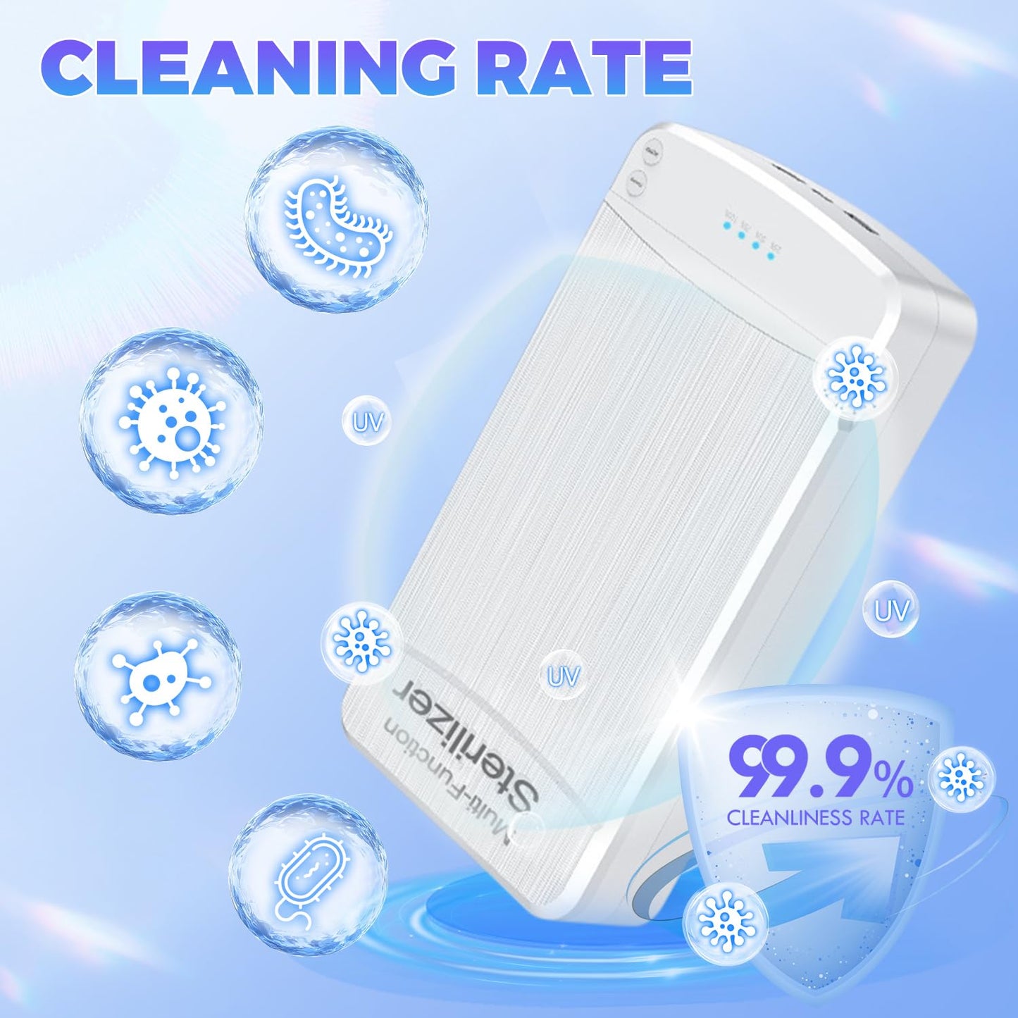 TAKIYA Nail Tool Cleaning with Blue Light, USB Portable Cleaner Machine, Nail Tips Art Tech Must Haves for Salon, Tweezers, Phone, Jewelry, Key, Watch, White