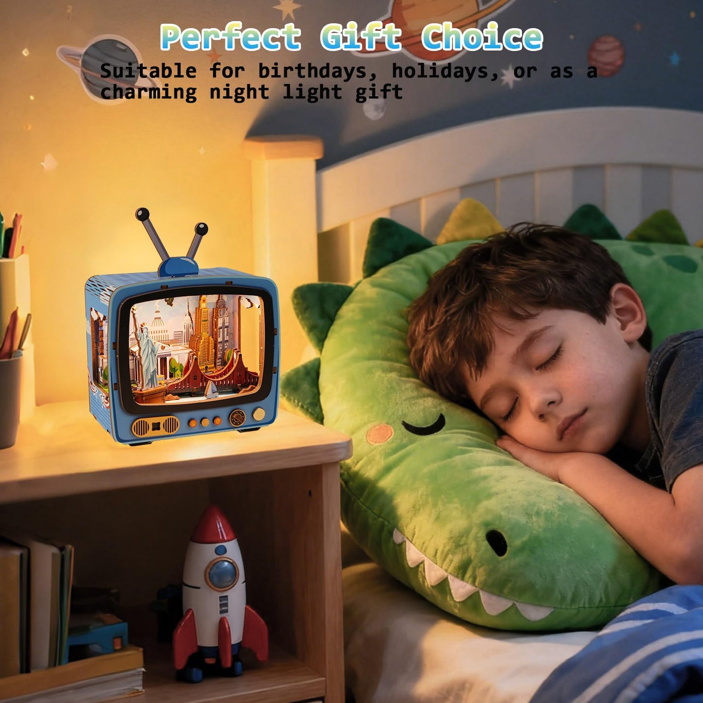 Shuttle to New York 3D Wooden Puzzle with LED Lights, DIY Model Craft Kit for Adults & Kids, Creative Building Set and Unique Home Decor Gift