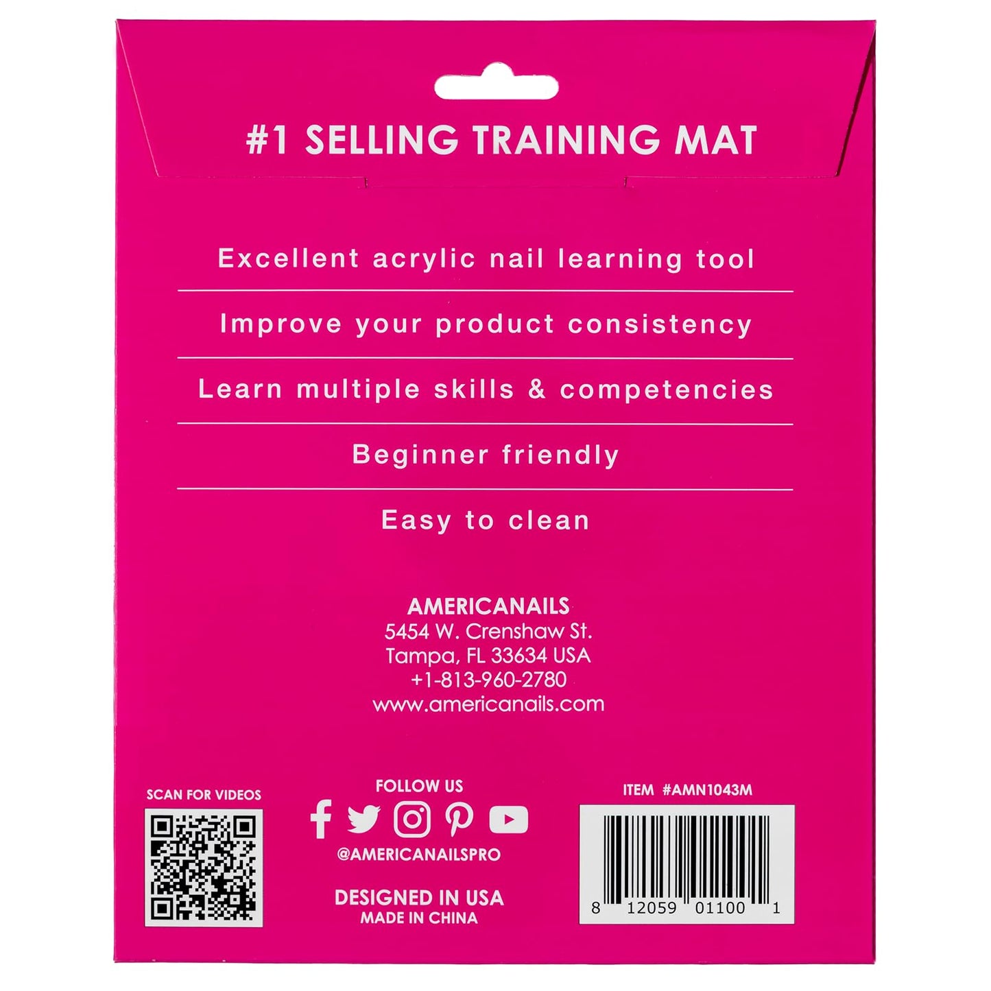 Americanails Mini Acrylic Nail Training Mat - Beginners Silicone Trainer Sheet, Apply Acrylic Nails with Flexible Roll Up Pad Template, Worksheet for Acrylic Fingernails & Nail Technology