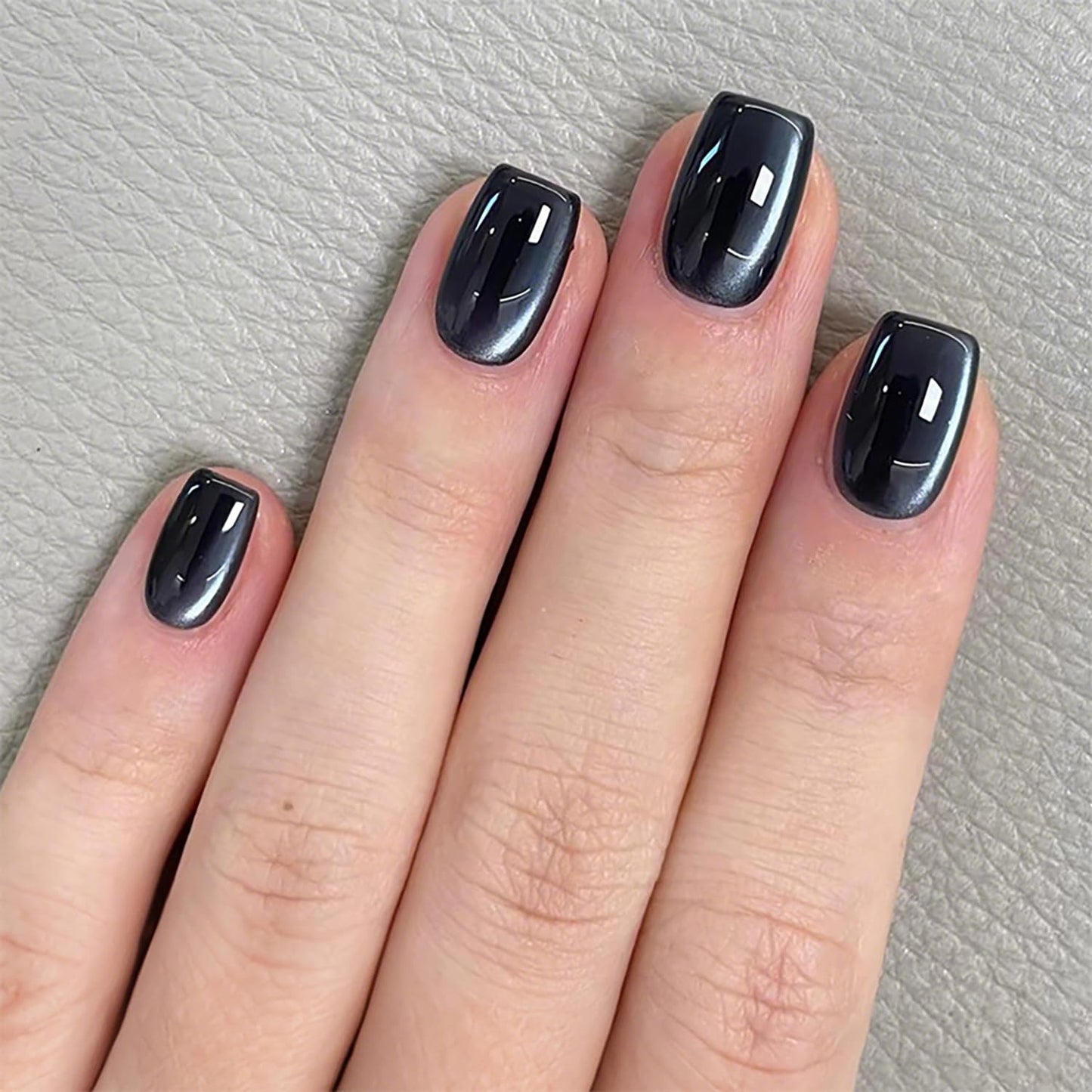 Short Square Press On Nails Black Fake Nails Press Ons Glitter False Nails Glossy Full Cover Stick On Nails Reusable Black Glitter Artificial Glue On Nails For Women Nail Supplies