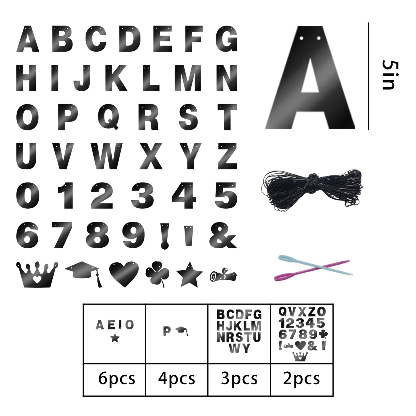 131 PCS Custom Banner DIY Letter Banners Personalized Banner for Birthday Congratulations Wedding Party Banners Black 5-inch