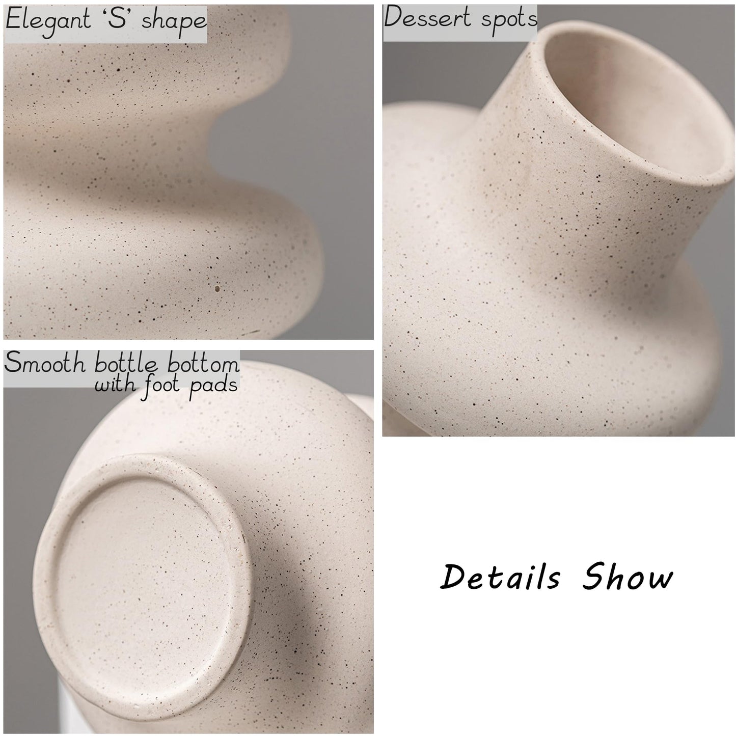 Steviieden Ceramic Vases Set 2, Modern Home Decor,Off White Round Vases,Modern Dried Flower Vases, Boho Home Decor for Centerpieces Wedding Dinner Table Party Living Room Office Bedroom