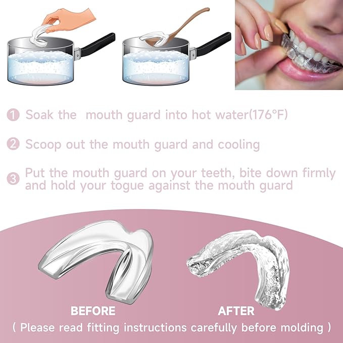 4 Pack Pink Mouth Guards for Women and Men, Large Size, Moldable Night Guards for Teeth Grinding and Clenching, Comfortable Bite Guards, Stylish Custom Dental Guards for Protection
