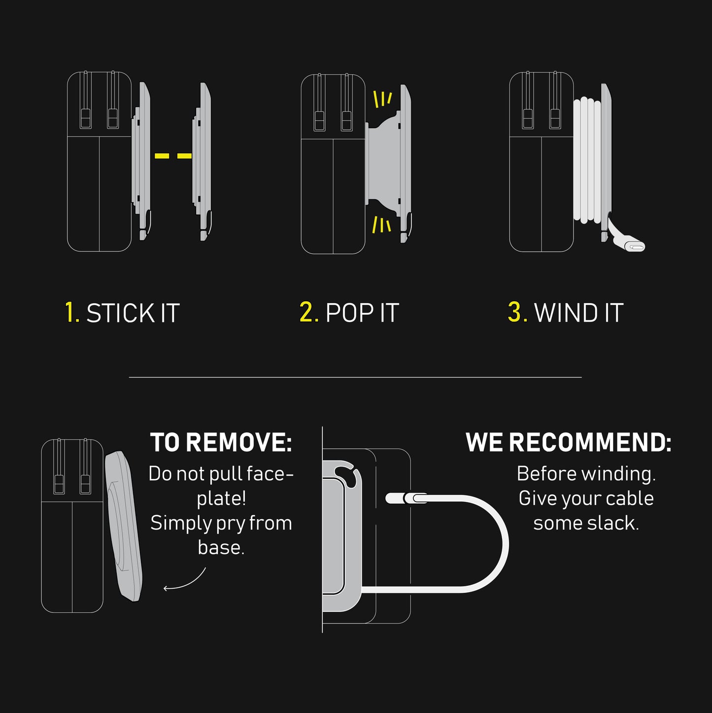 Fuse Reel The Side Kick Collapsible Charger Organizer and Travel Accessory,Usb-c, Compatible with MacBook and PC Charging Cords and Adapter Cable Management White