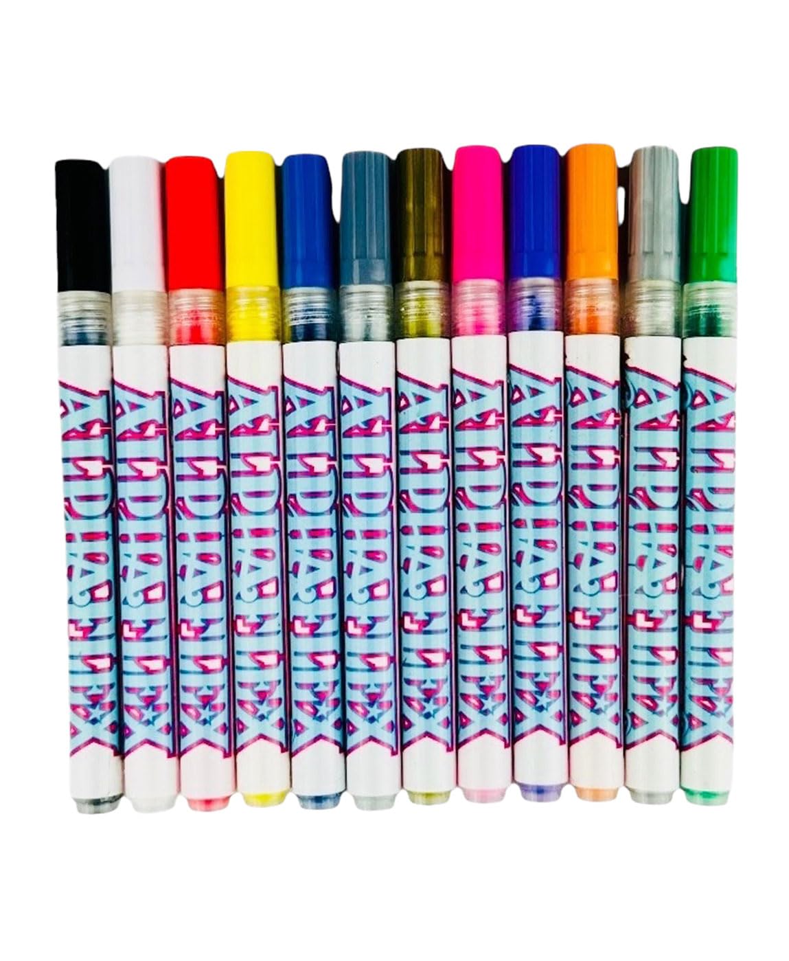 Alpha 6 Alphaflex Paint Marker Set, 1mm Nib w/ 12 Colors, for Ceramic, Glass, Wood, Canvas, Fabric, Shoe and Clothing Customizers in Mind