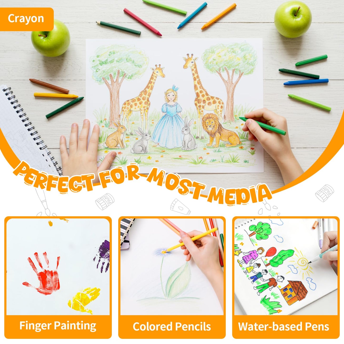 Umriox Drawing Pad for Kids, 9" x 12" Sketch Book, 4-Pack Sketch Pad (50 Sheets Each), 110gsm Acid-Free Drawing Paper, Glue-Bound Art Sketchbook for Kids' Classroom, Travel & School Art Supplies