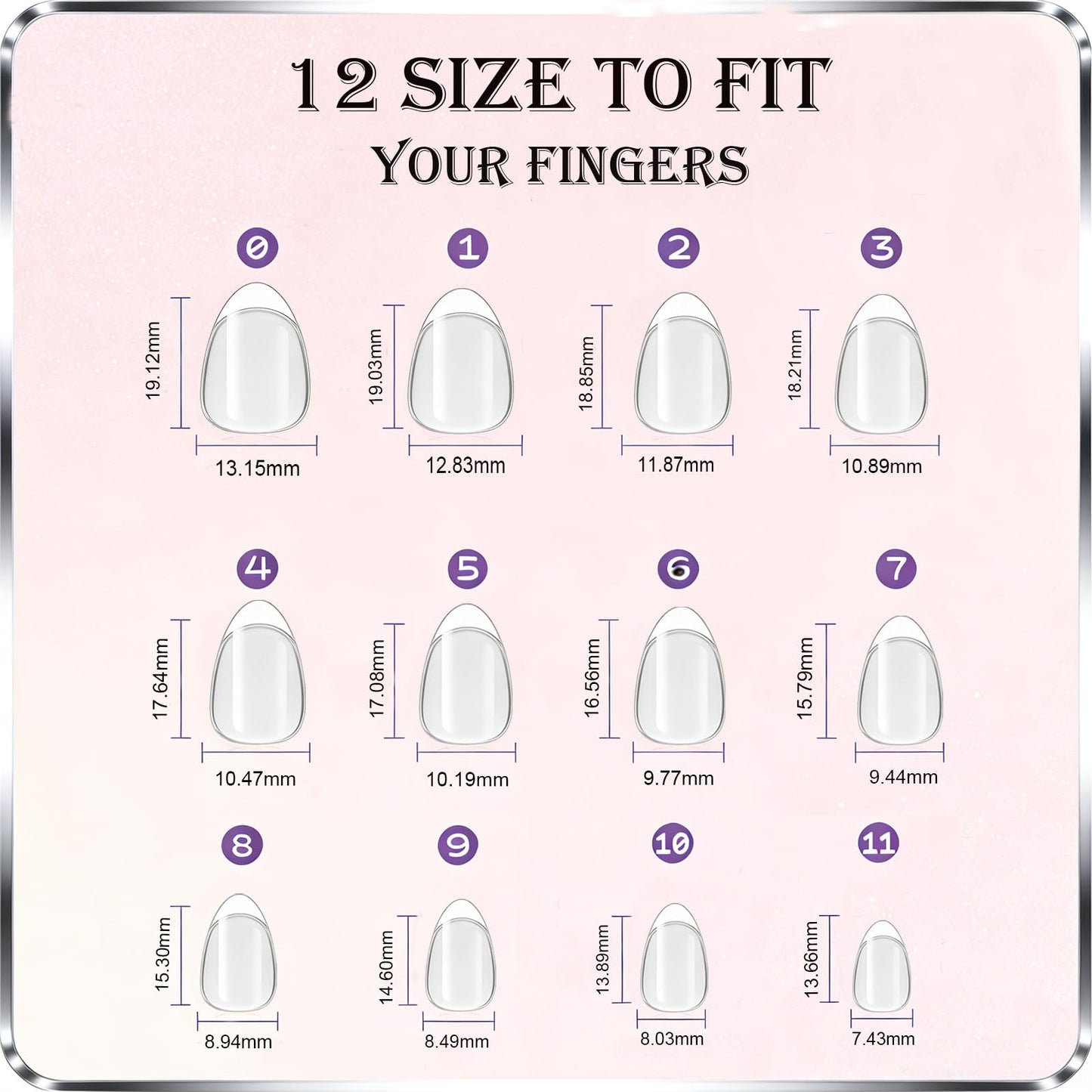OPkssnails Medium Almond Kid Nail Tips,360Pcs Soft Gel Nail Tips Pre-Shaped Press On Nails For Kids, Clear Acrylic Half Matte Full Cover Fake Nail For Kids DIY Extension & Salon Use12 Sizes