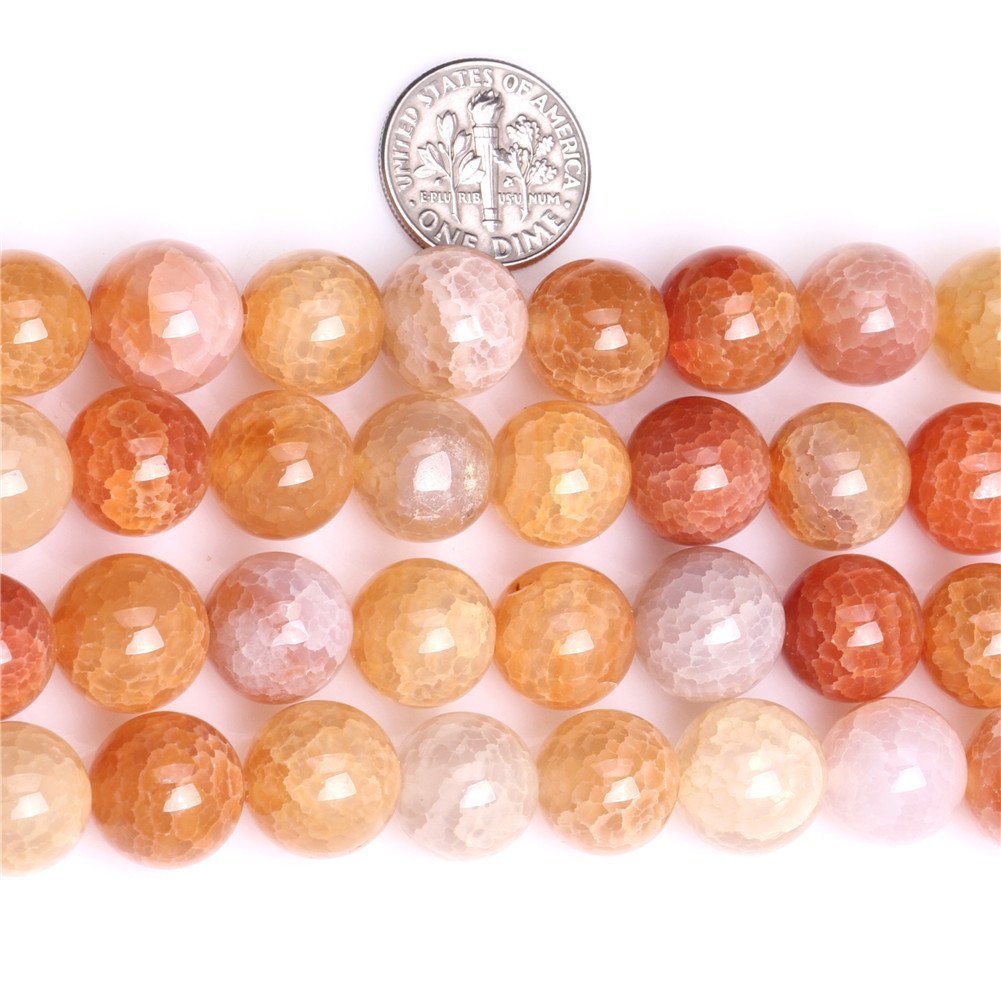 6mm Natural Crackled Agate Beads Round Gemstone Loose Beads for Jewelry Making (63-66pcs/strand)