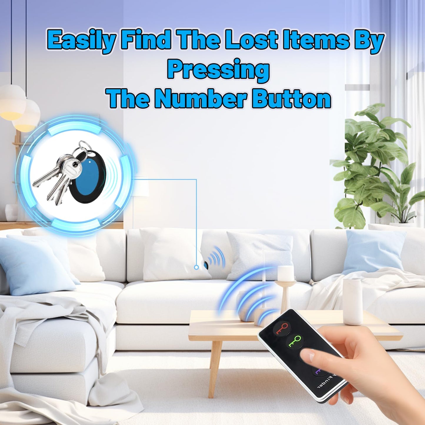 Key Finder Wireless RF Locator with 80dB+ Loud Beep & LED Light, 131ft Range, No App Needed, 1 RF Transmitter & 4 Receivers, Item Tracker for Keys, TV Remote, Wallet, Pet, and Glasses