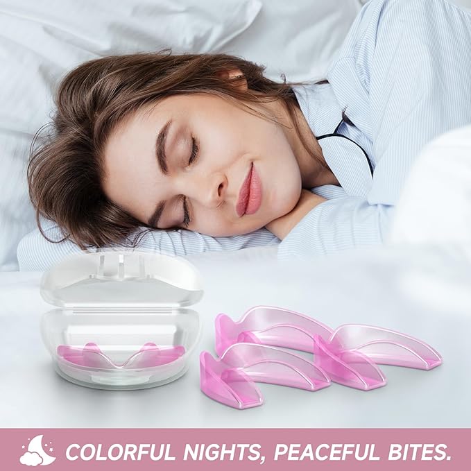 4 Pack Pink Mouth Guards for Women and Men, Large Size, Moldable Night Guards for Teeth Grinding and Clenching, Comfortable Bite Guards, Stylish Custom Dental Guards for Protection