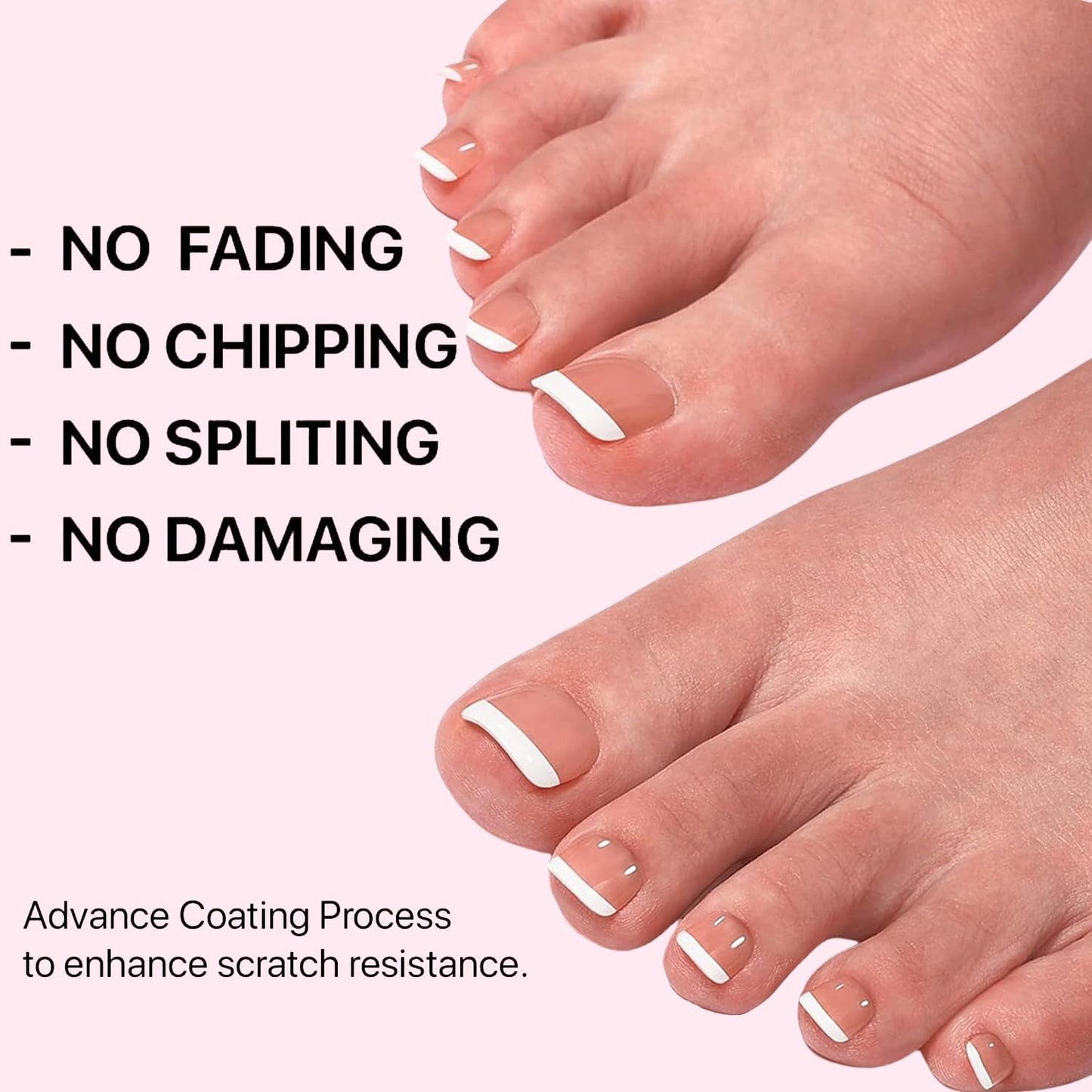 Dsixnails Brown Toe Nail Tips, 216pcs Short Press on Toenails for Women, Soft Toe Nail Press Ons, Square French Tip Toe Press on nails, Soak Off Acrylic Full Cover Fake Toenails Extension in 12Sizes