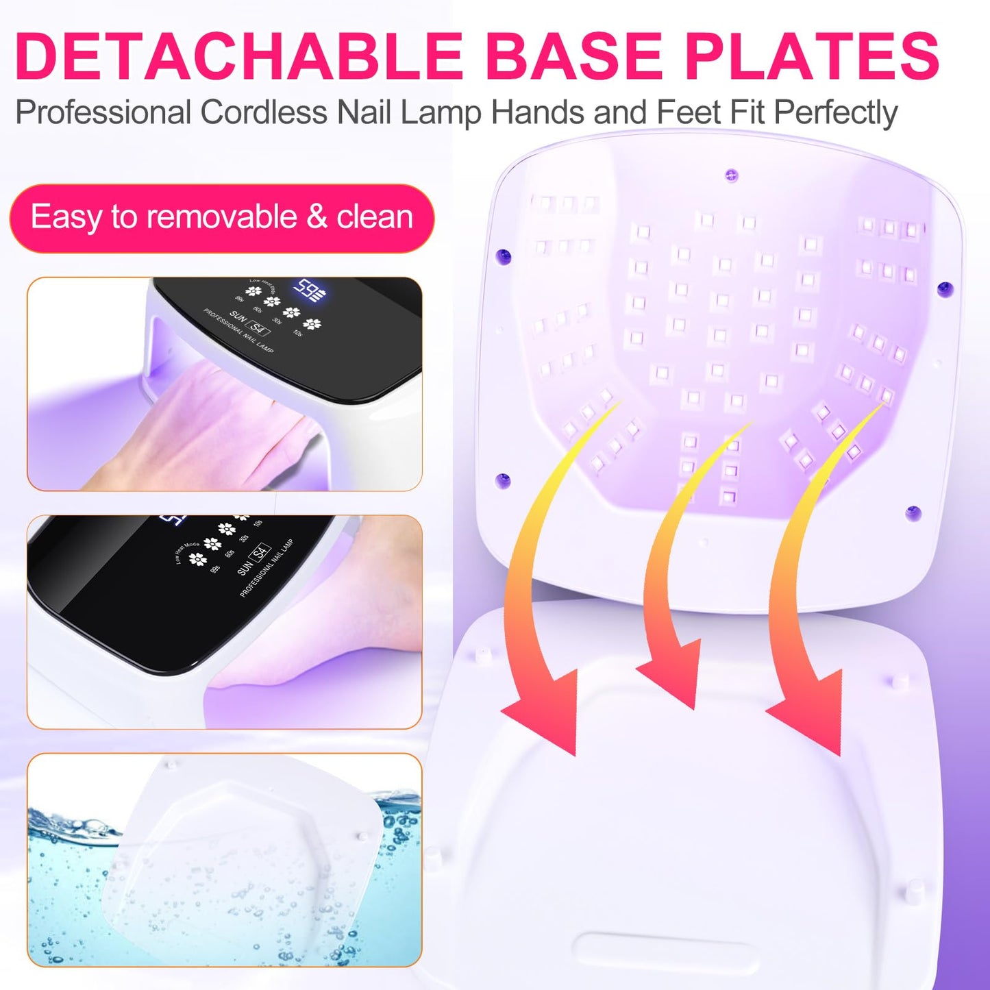 ANYINS UV Nail Lamp, 288W 8 Hours Super Long-Lasting 15600mAh Professional Cordless UV LED Lamp for Nails 66Pcs Lamp Beads Automatic Sensor Gel Nail uv Light for Nail Art at Home and in Salons Pink