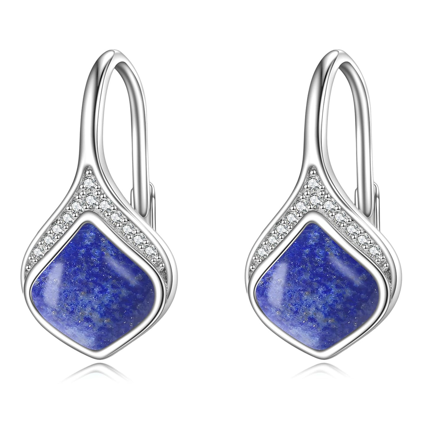 Lapis Lazuli Drop Earrings Sterling Silver Lapis Teardrop Leverback Earrings Blue Stone Dangle Earrings Jewelry Christmas Gifts For Women