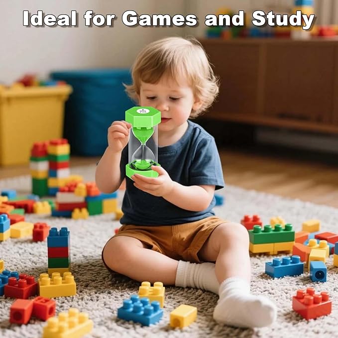 Sand Timer 1 Minute Hourglass, Unbreakable 1min Sand Clock, Plastic Reloj De Arena 1 Minutos, Colorful Hour Glass Sandglass for Classroom Games(Green)