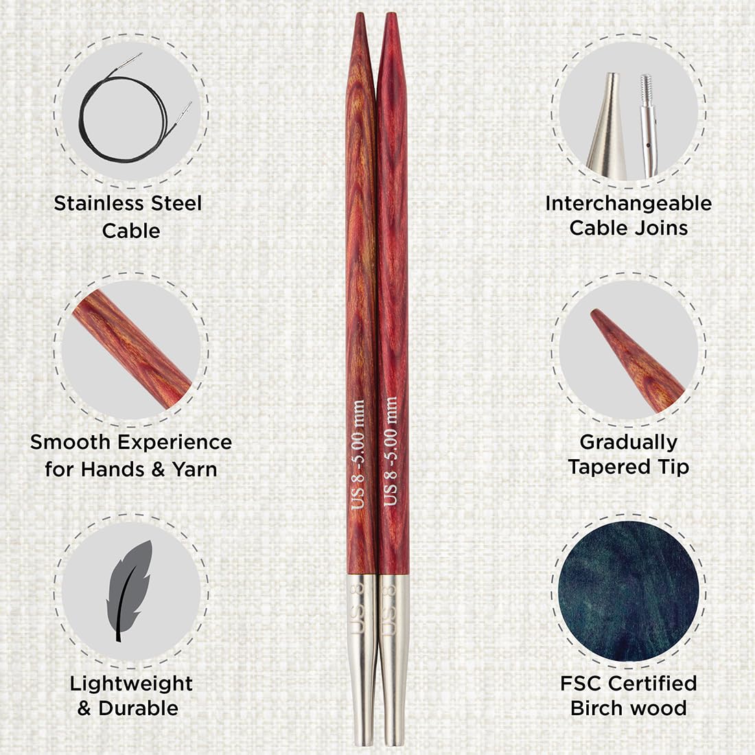 KnitPro Dreamz Mini Interchangeable Circular Needle Set 2" (5cm) | 8 US Sizes (2.5 to 10)