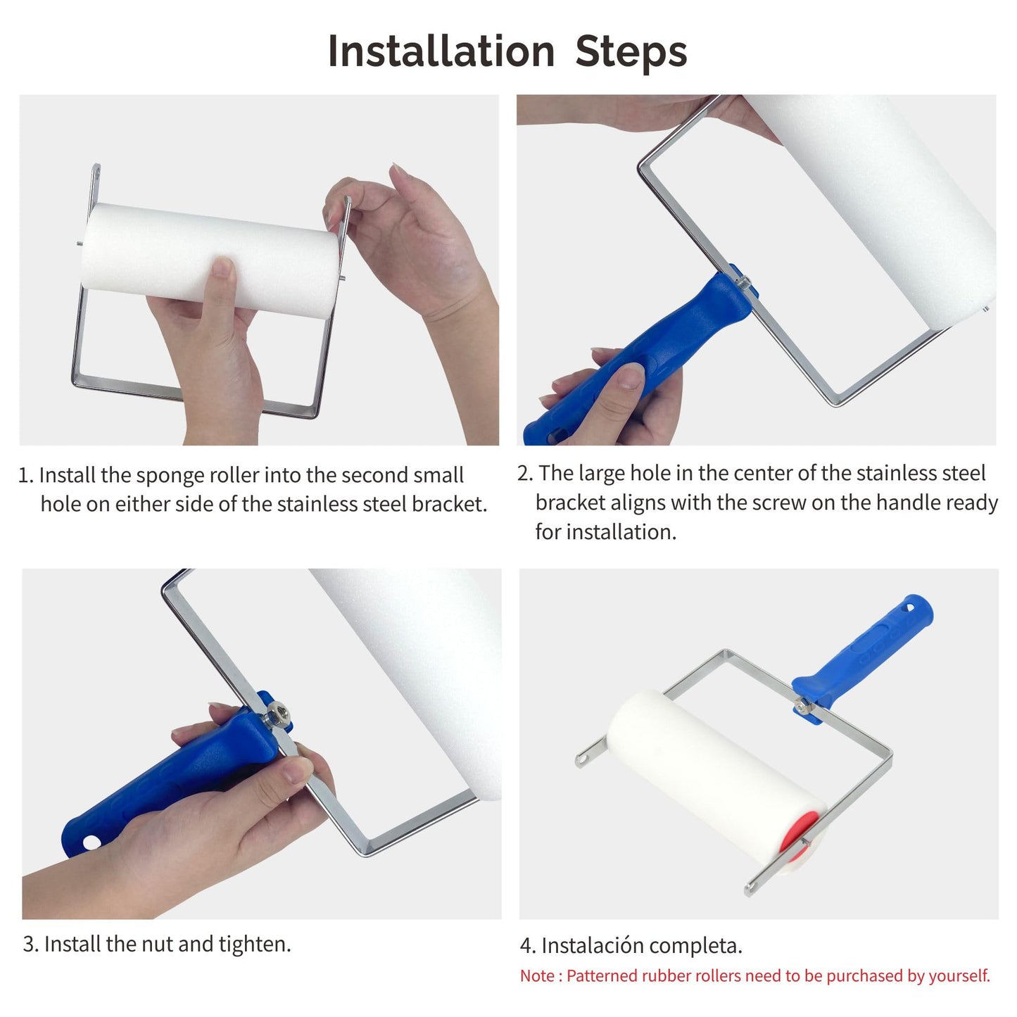 Nichiyo 7" Pattern Paint Roller Texture Roller DIY Decorative Tools Roller Brush for Home Wall, Old Furniture and Crafts-Only Applicator Handle(EL006)