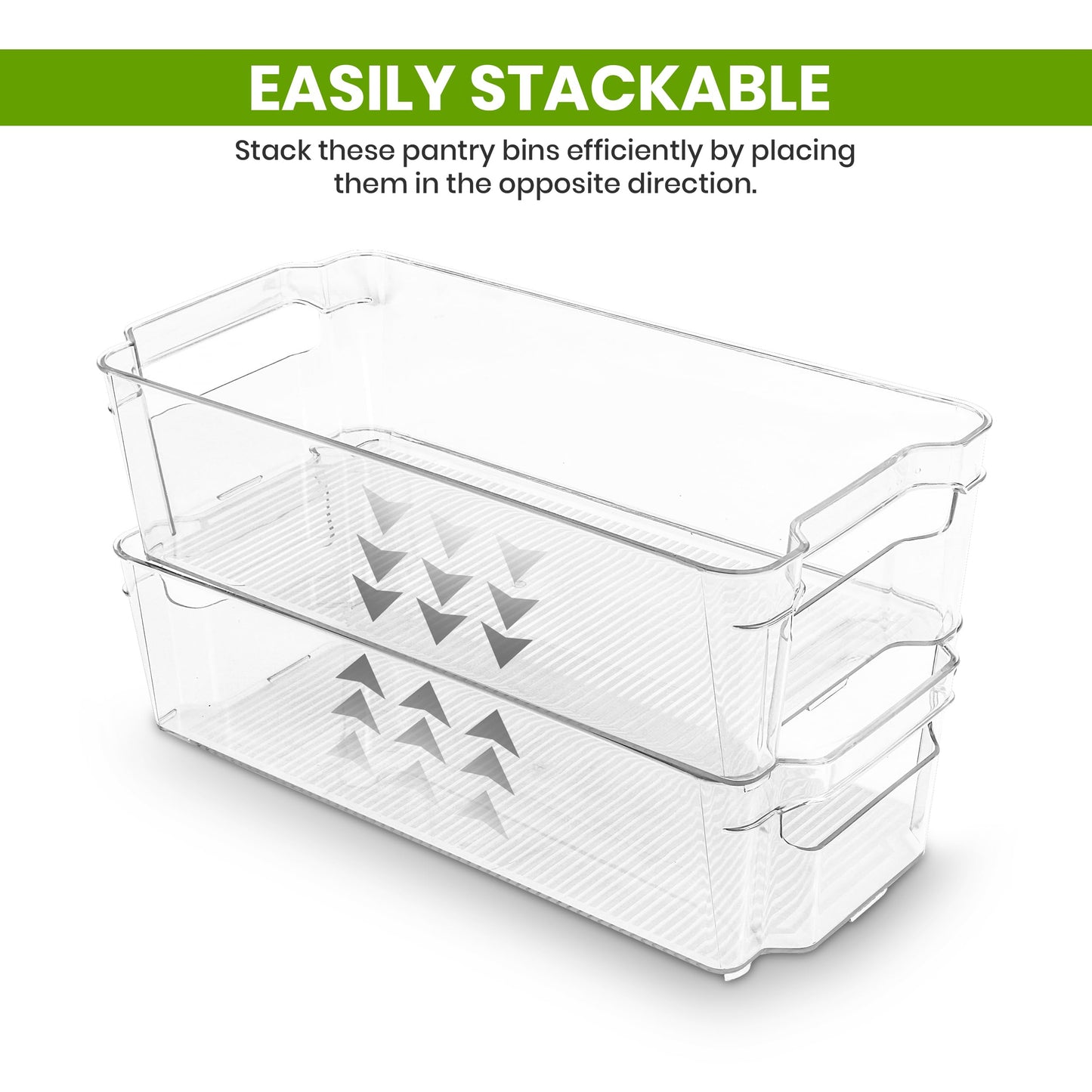 Utopia Home - Fridge & Refrigerator Organizer Bins (8 Pack), Clear Stackable Durable Plastic Storage Containers with Easy Grip Handles for Pantry, Kitchen Cabinets & Countertops
