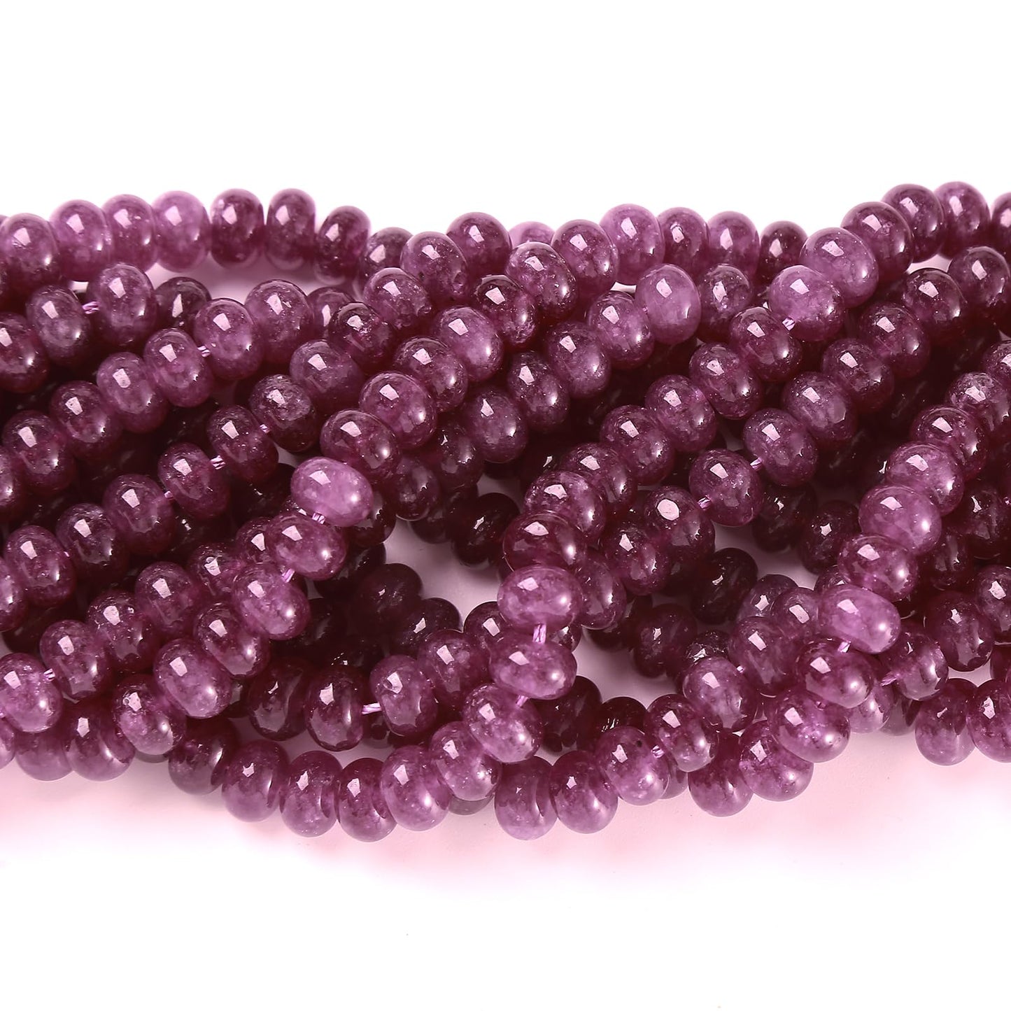 76pcs 5x8mm Natural Stone Purple Red Jade Rondelle Spacer Loose Beads Abacus Disk Stone Round Loose Gemstone Beads for Jewelry Making DIY Bracelet Necklace