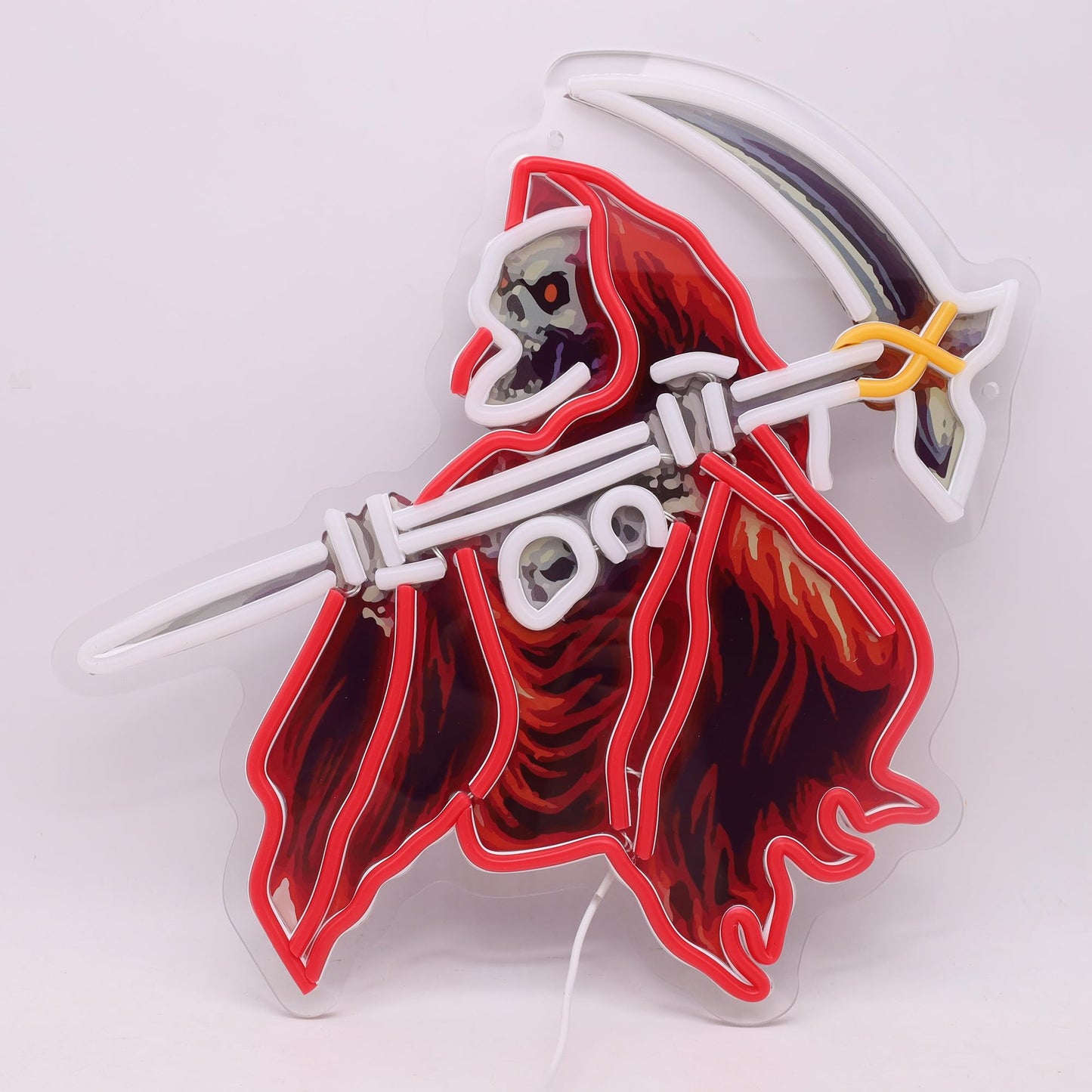 Skull of the Reaper LED Neon Sign USB Powered for Wall Decor, Horror Neon Night Light Sign Dimmable for Room Party Decor Halloween Birthday Gifts