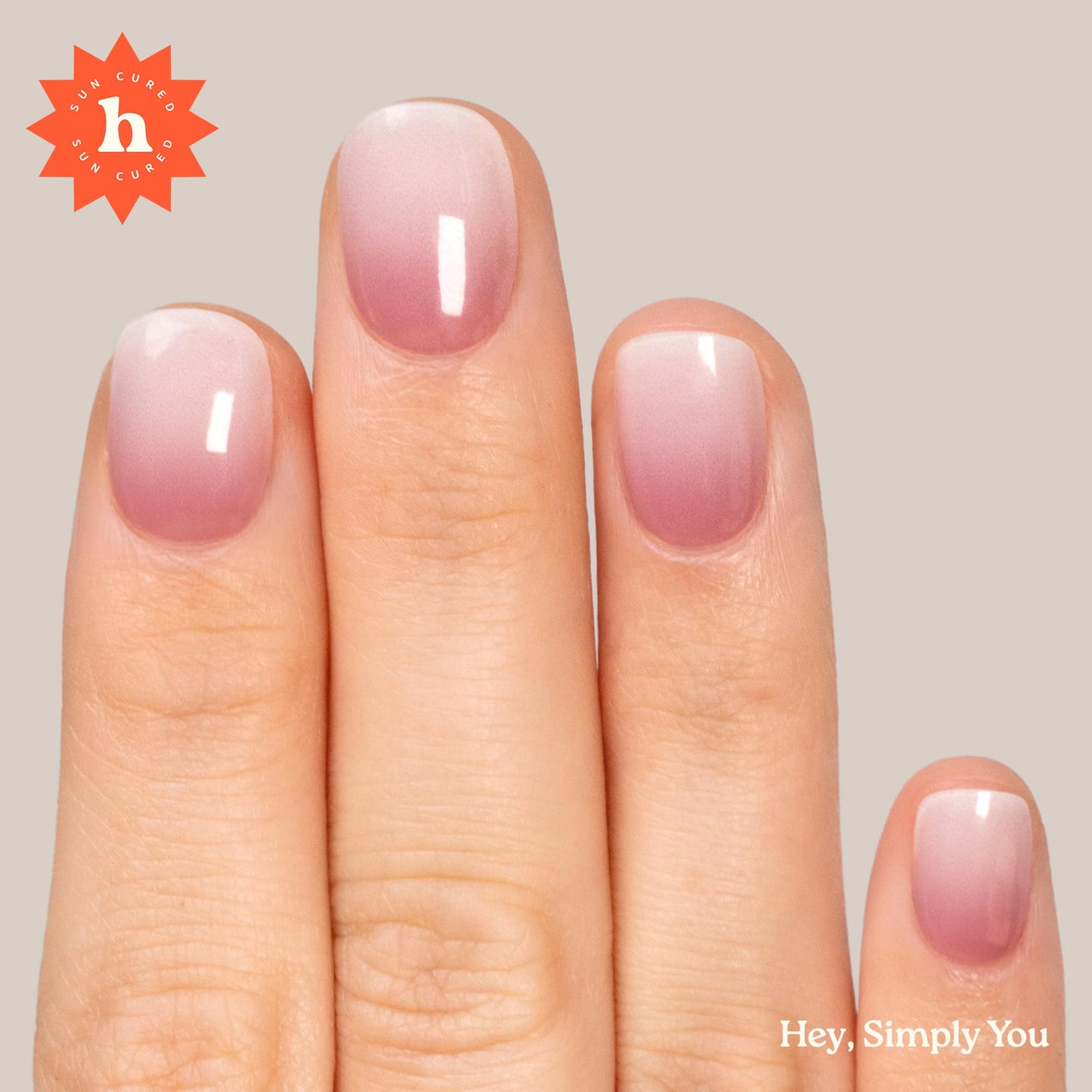 Heyhae Semi Cured Gel Nail Strips | No LED Lamp Needed |Pink, Ombre | Easy Apply & Remove, Salon Quality | Includes 28 Strips, 2 Prep Pads, Nail File & Wooden Stick - Hey, Simply You