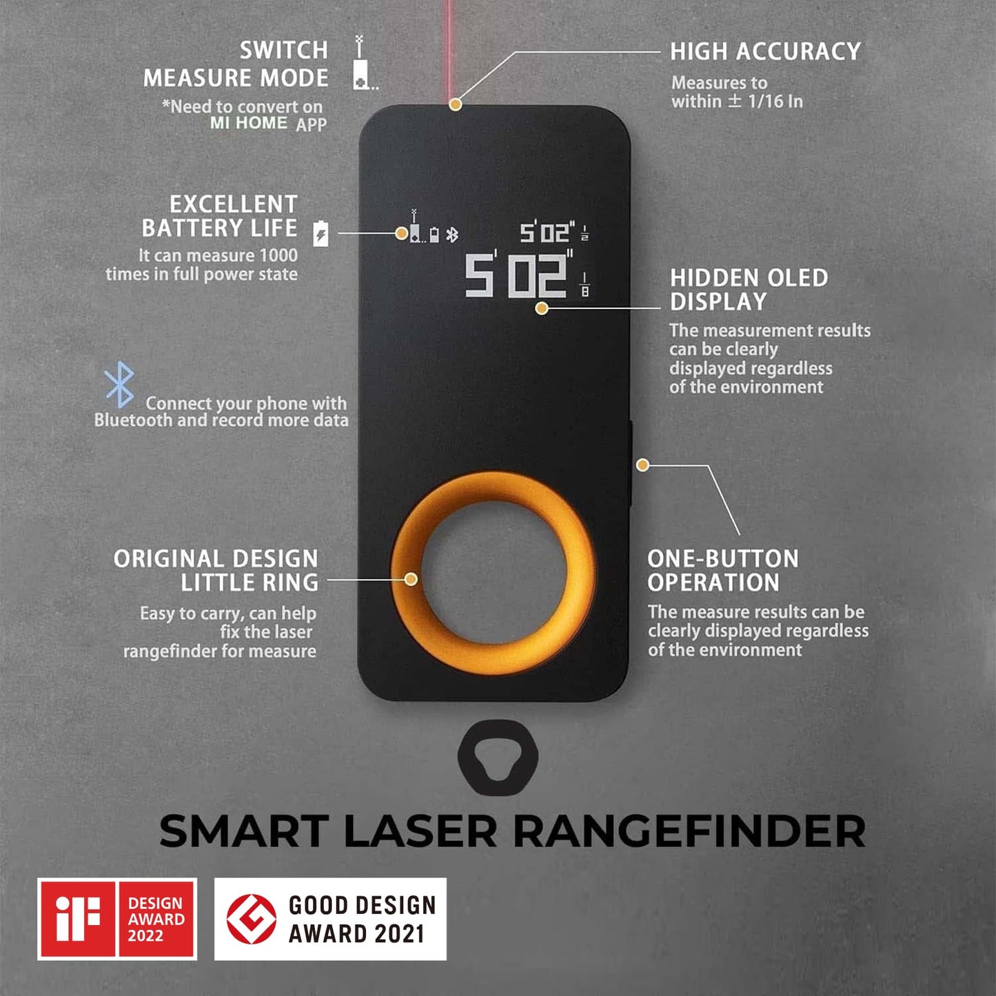 HOTO Laser Measuring Tool, Pocket-Size 98Ft Laser Tape Measure ±2mm Accuracy, USB-C Rechargeable, OLED Display, Ft/M/in Unit, Real-time Data Sync, Gifts for Men Women Mom Dad, Cool Gadgets & Home Use
