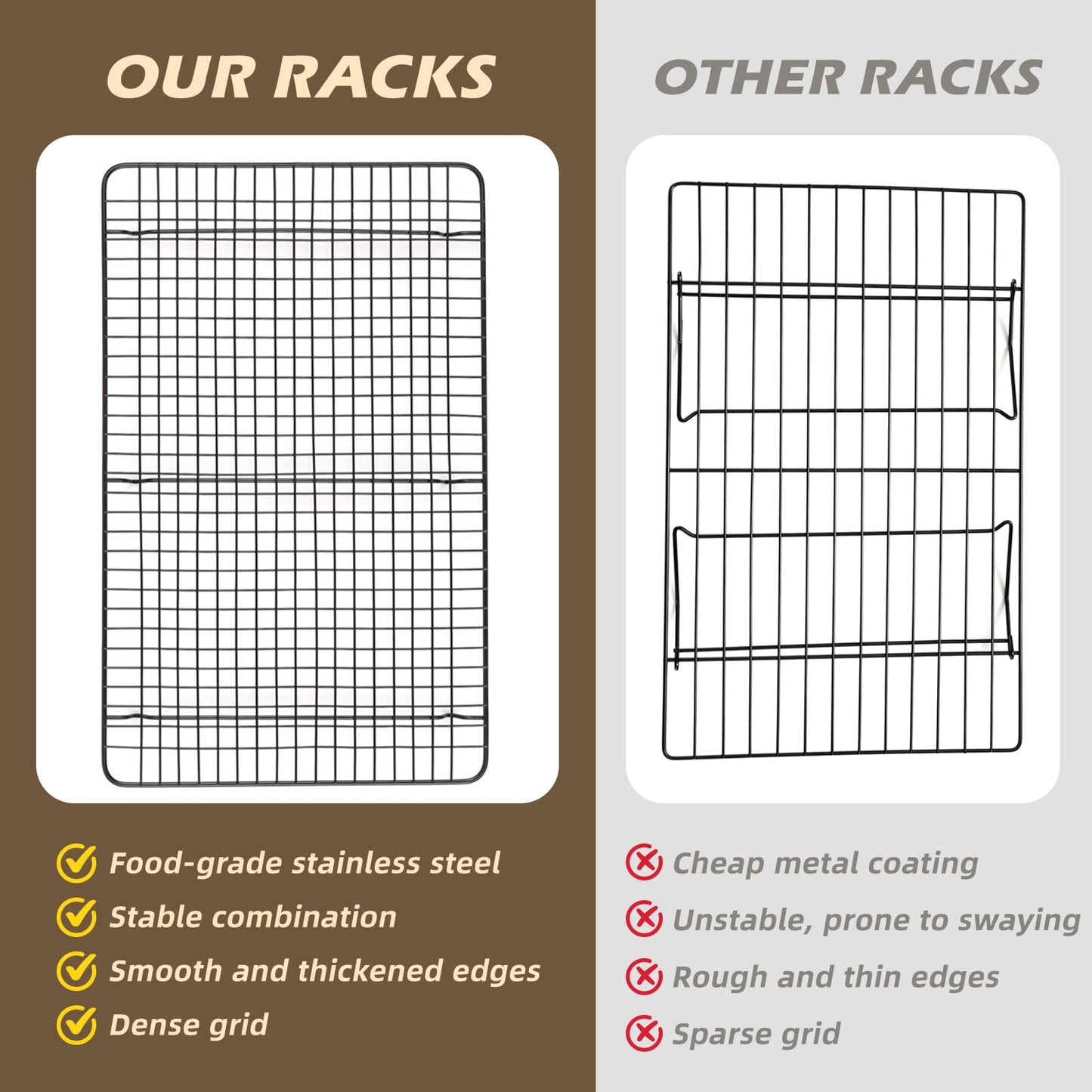 Pleafind 3 PCS Stackable Cooling Rack -16 x 10 Inch Wire Rack, Heavy Duty Stainless Steel Baking Racks, Cooling Racks for Cooking and Baking Cookie Pizza Cake, Oven and Dishwasher Safe