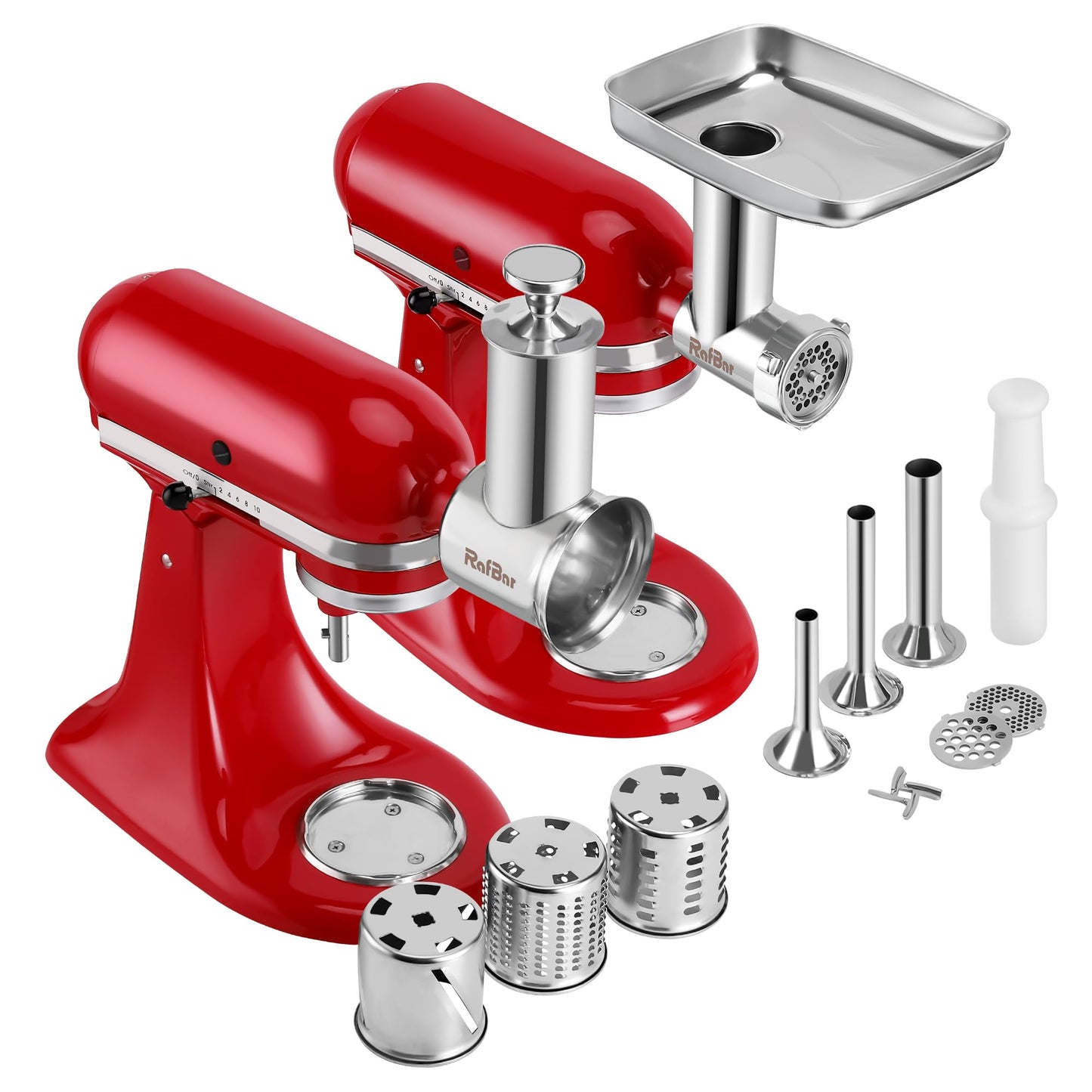Meat Grinder & Slicer Shredder Attachments for KitchenAid Stand Mixer, All Parts Dishwash Safe, Stainless Steel Cheese Grater Attachments for KitchenAid Mixer Accessories